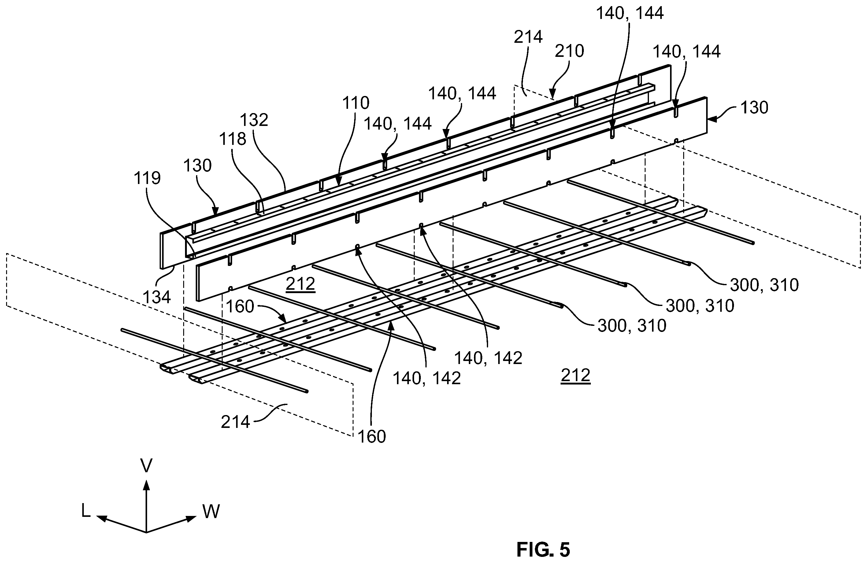Patent US12134209 Figure 5 – Bulkhead system for concrete casting bed