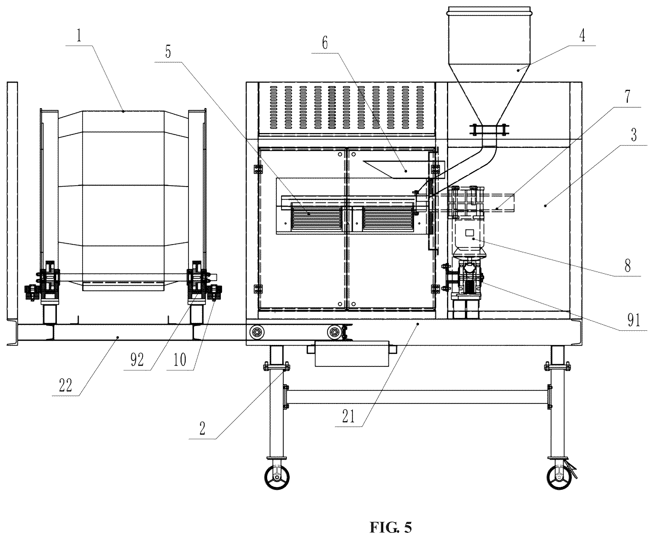 Patent US12134212 Figure 5 – Charging barrel of infrared dehumidification, crystallization and drying all-in-one machine and crystallization and drying all-in-one machine