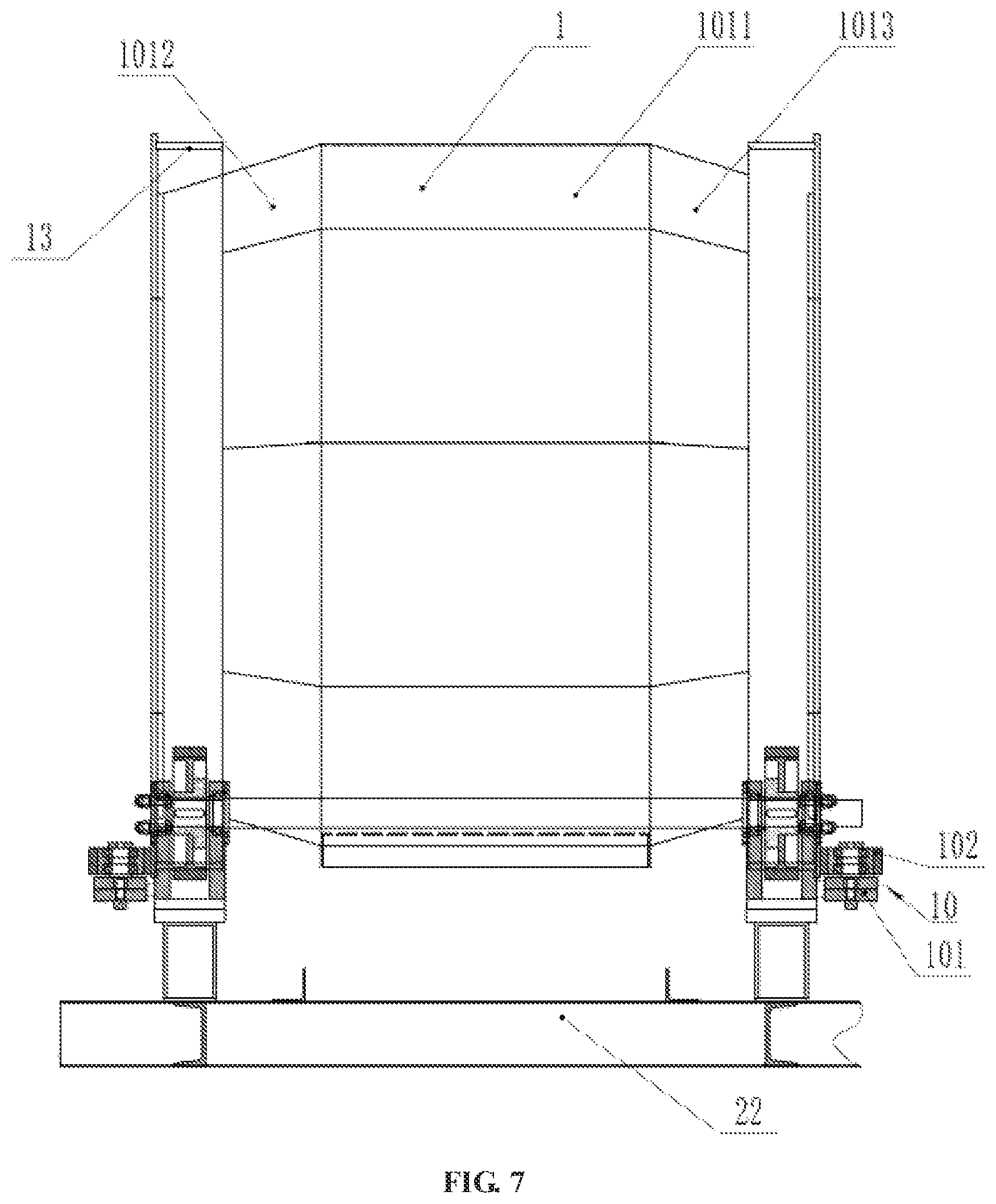 Patent US12134212 Figure 7 – Charging barrel of infrared dehumidification, crystallization and drying all-in-one machine and crystallization and drying all-in-one machine