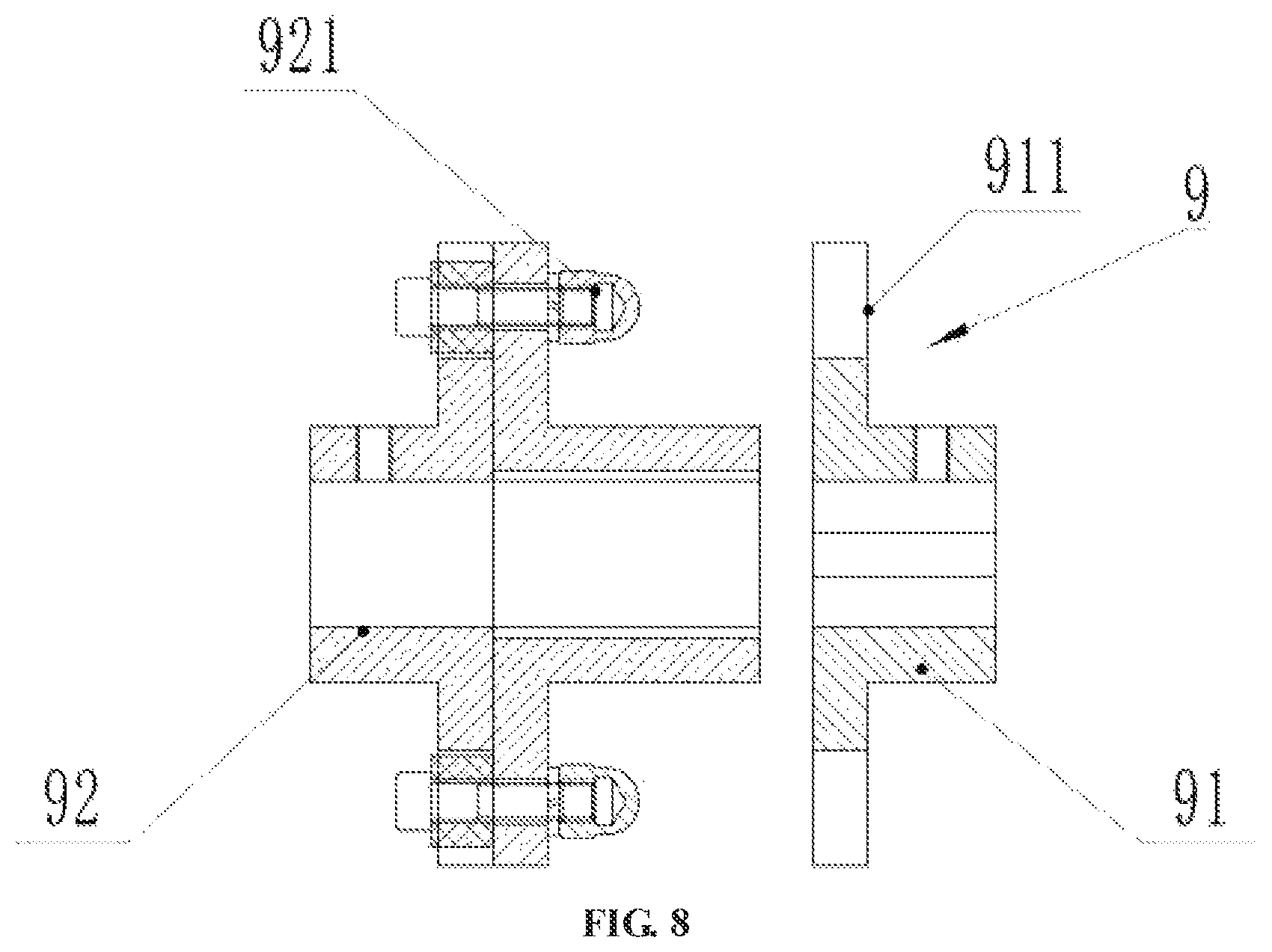 Patent US12134212 Figure 8 – Charging barrel of infrared dehumidification, crystallization and drying all-in-one machine and crystallization and drying all-in-one machine