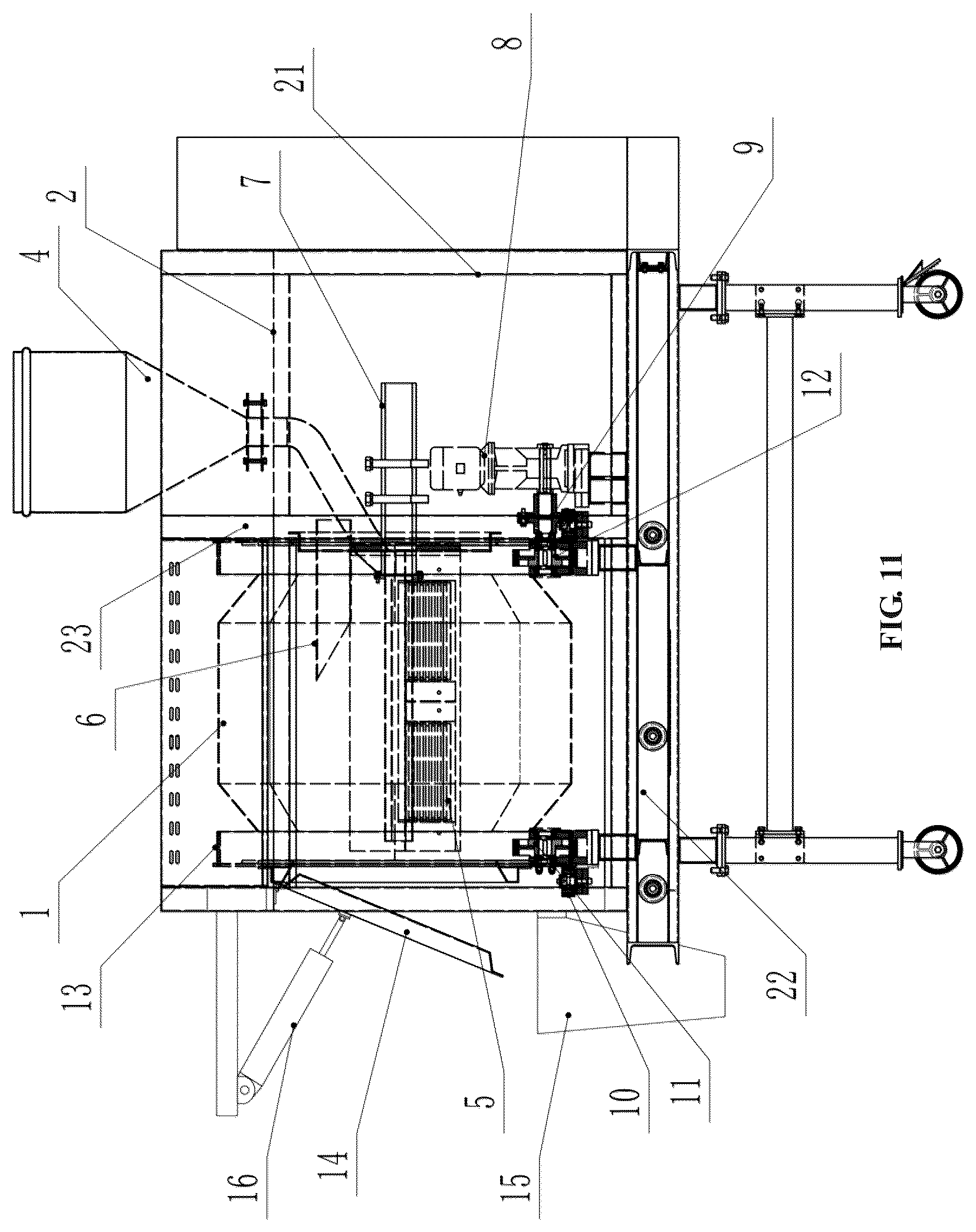 Patent US12134212 Figure 11 – Charging barrel of infrared dehumidification, crystallization and drying all-in-one machine and crystallization and drying all-in-one machine