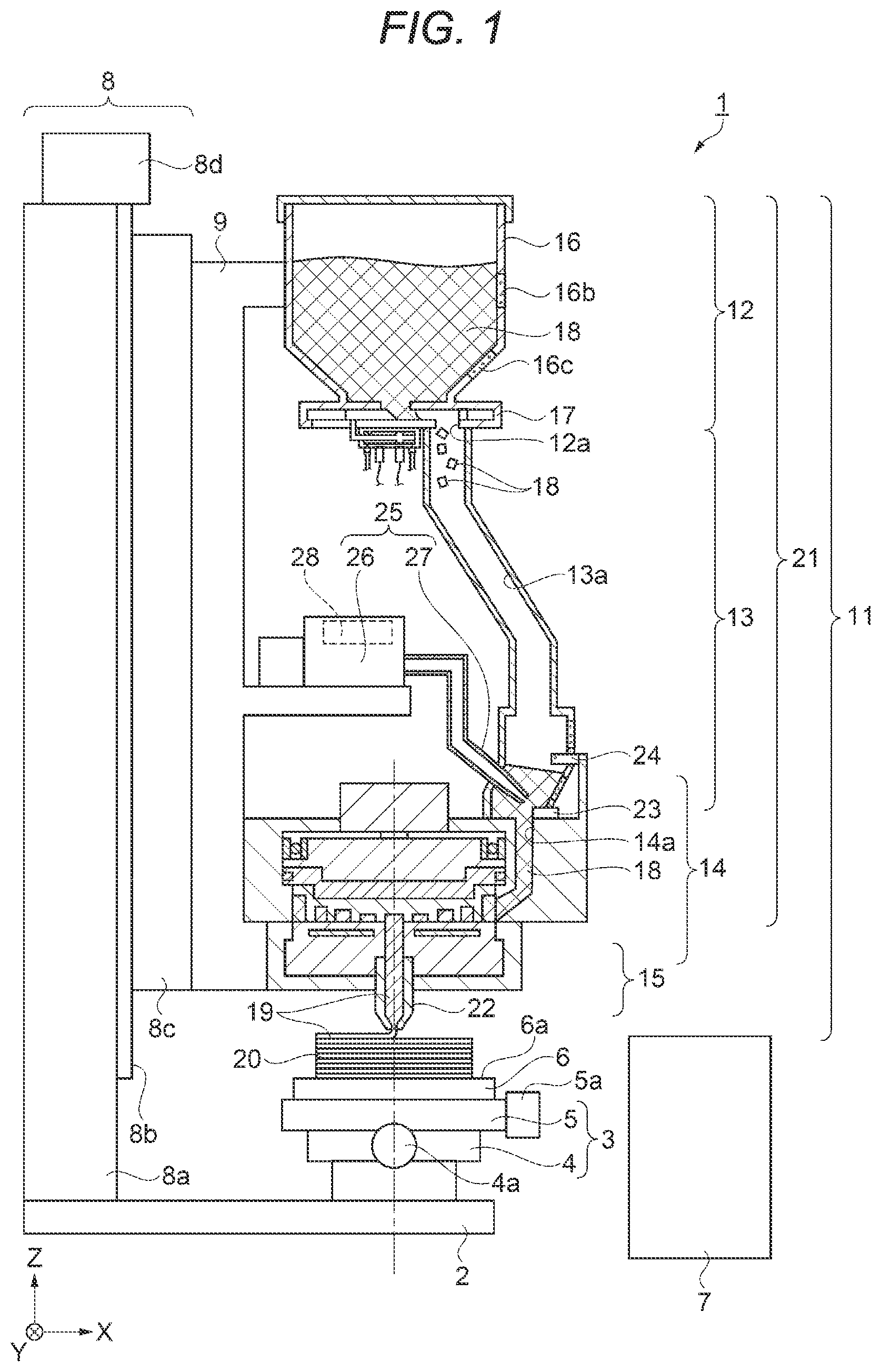 Patent US12134231 Figure 1 – Plasticizing device, three-dimensional shaping apparatus, and injection molding apparatus