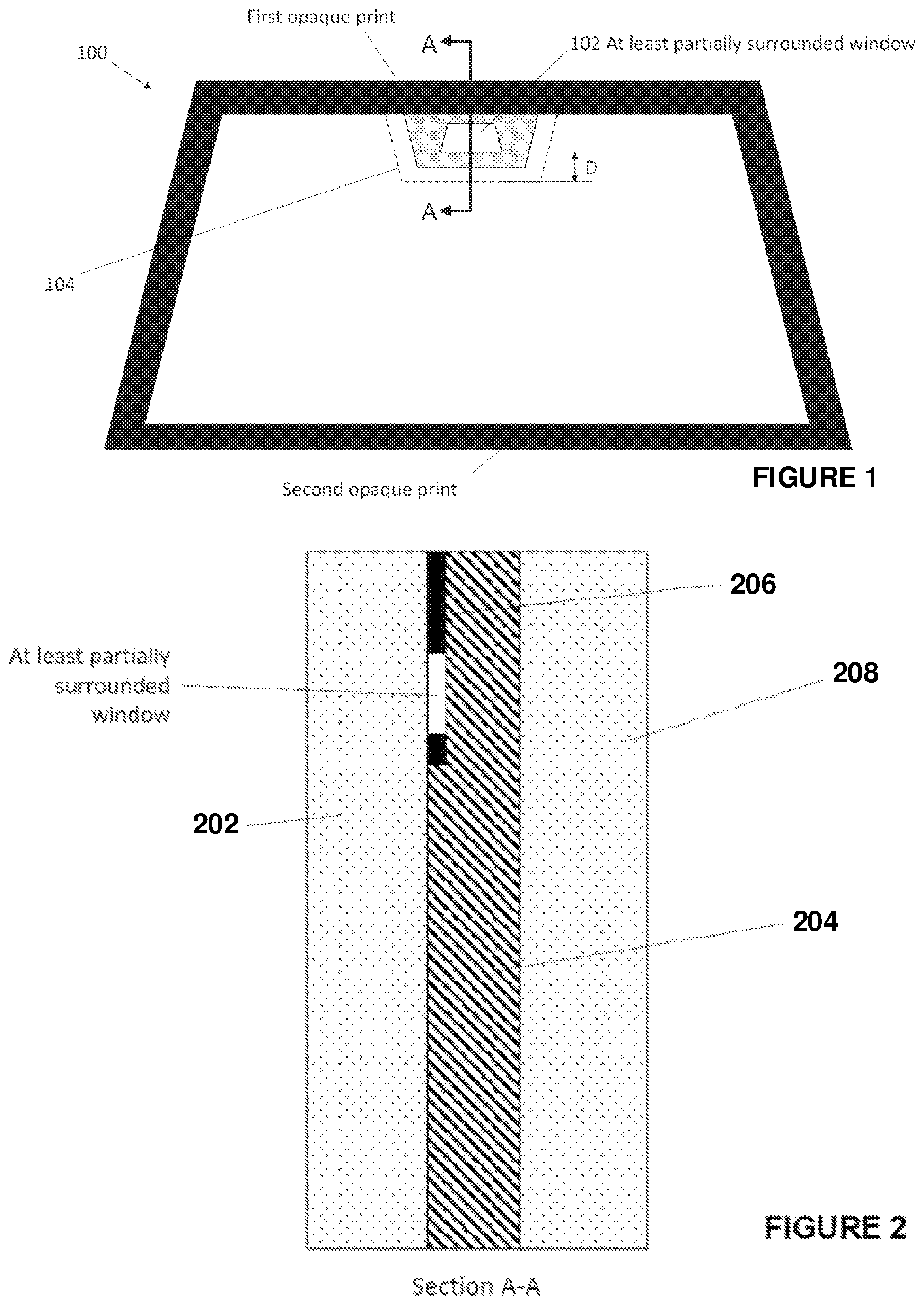 Patent US12134249 Figure 1 – Glazing having an area for collection of information