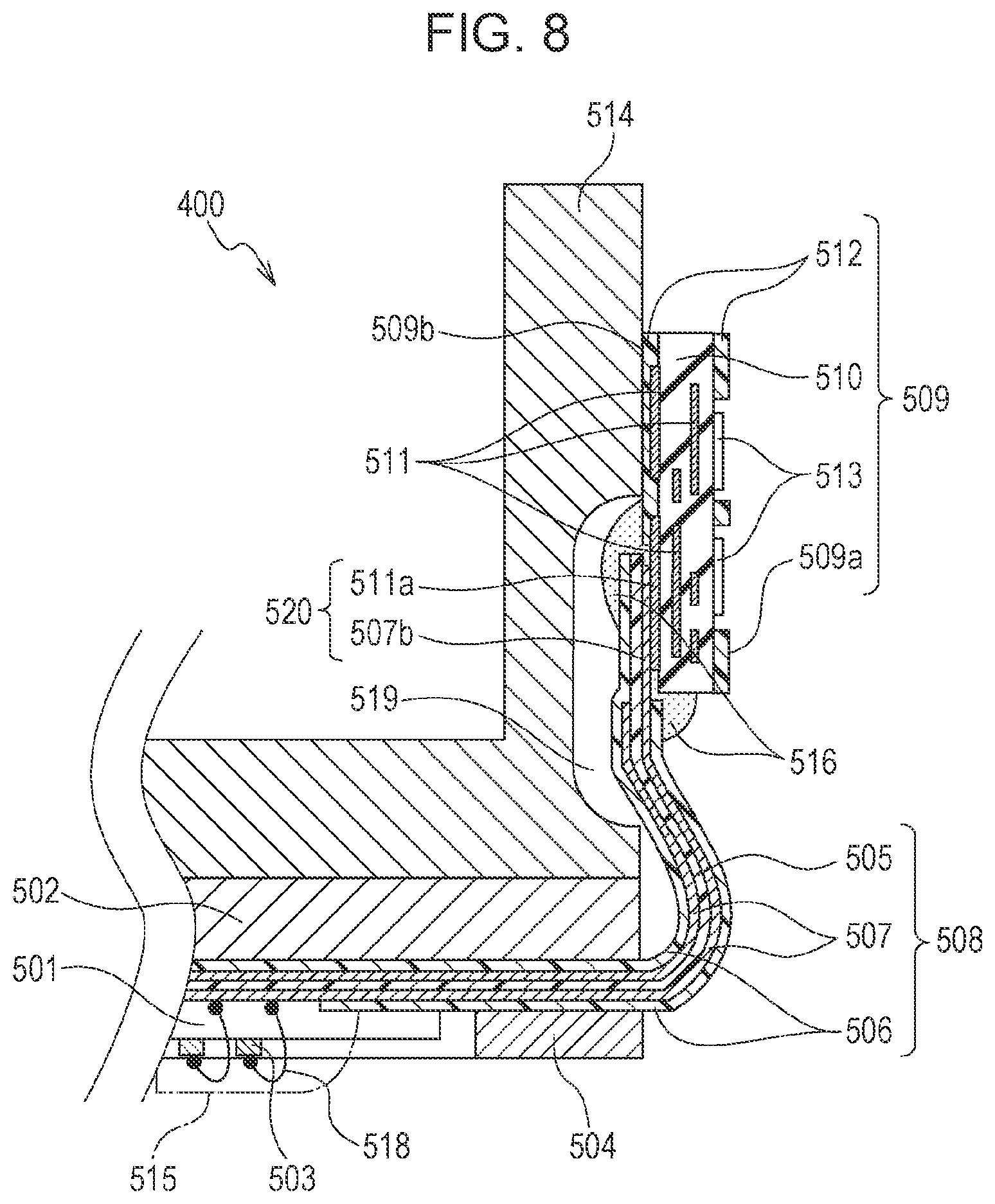 Patent US12134273 Figure 8 – Liquid discharge head