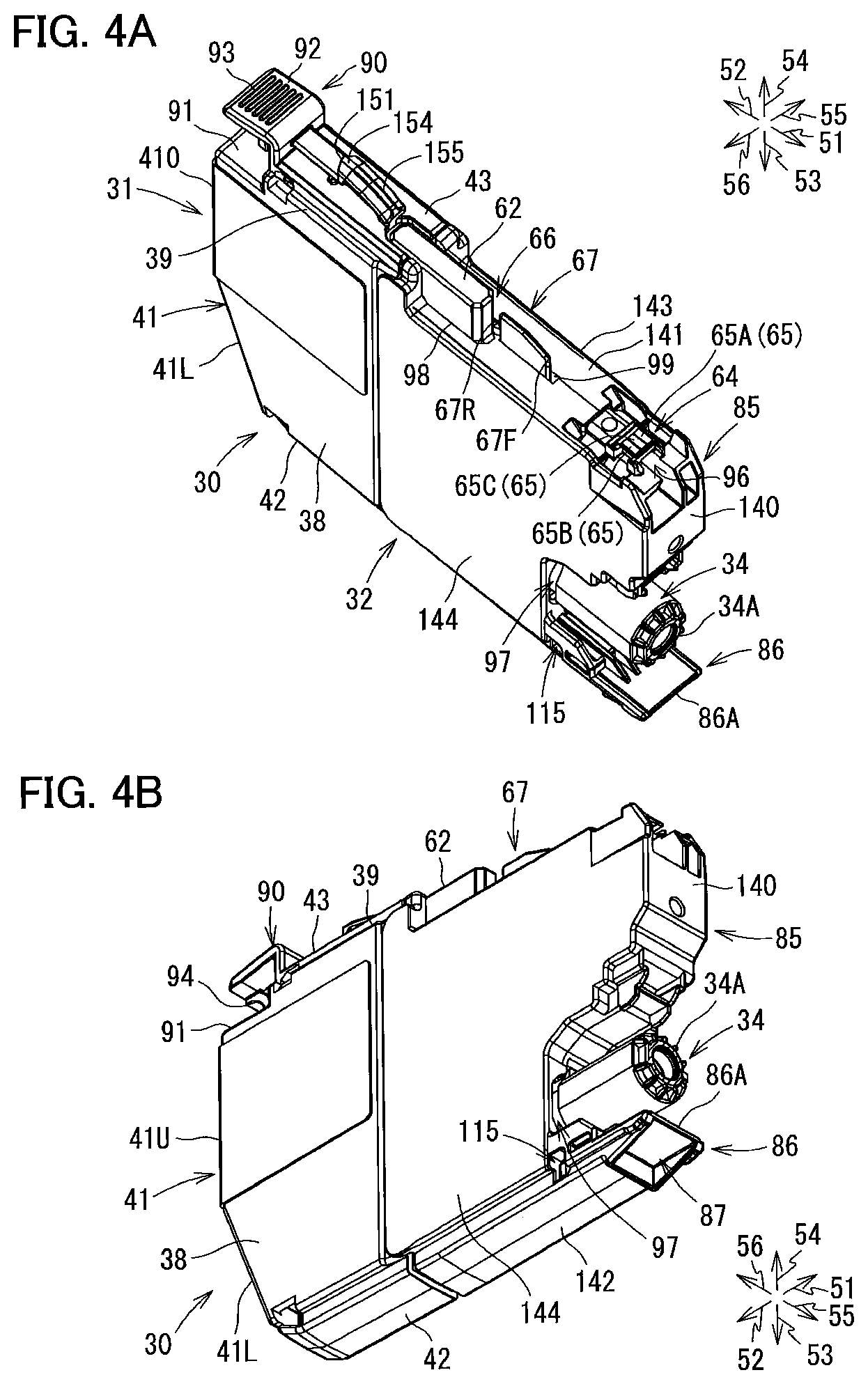 Patent US12134276 Figure 4 – Liquid cartridge including plate member pivotally movable between first posture and second posture