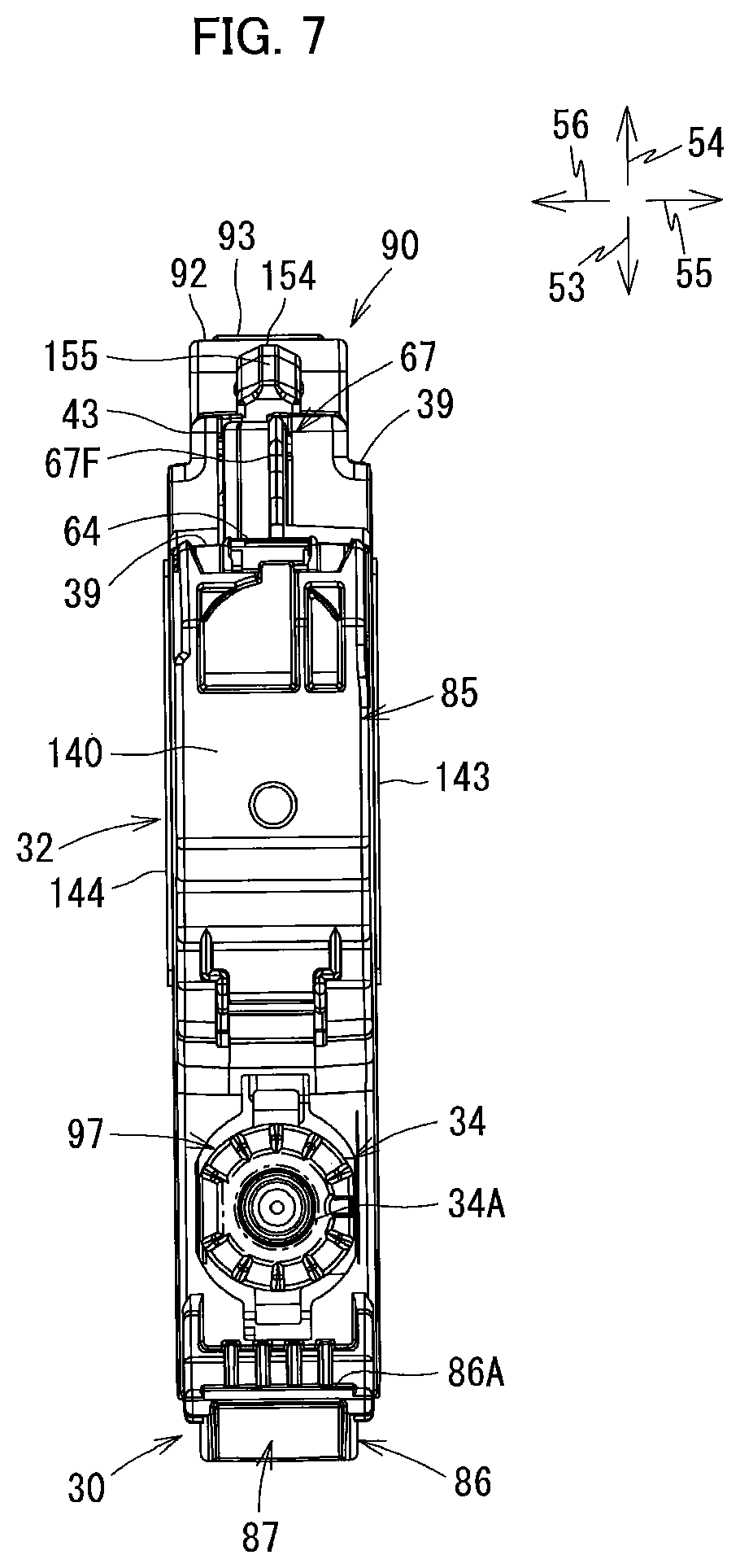 Patent US12134276 Figure 7 – Liquid cartridge including plate member pivotally movable between first posture and second posture