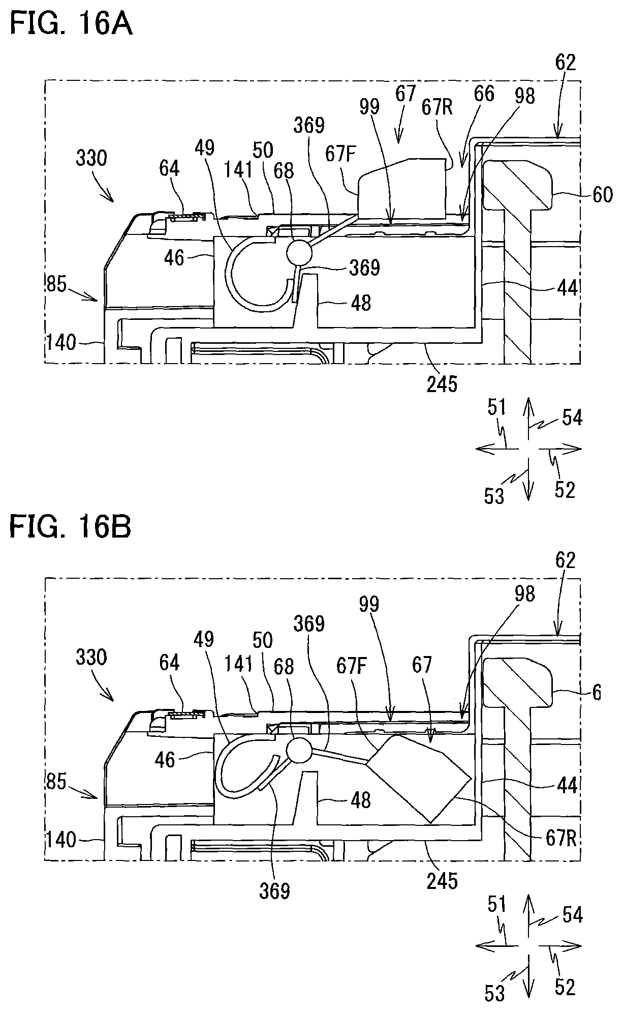 Patent US12134276 Figure 16 – Liquid cartridge including plate member pivotally movable between first posture and second posture