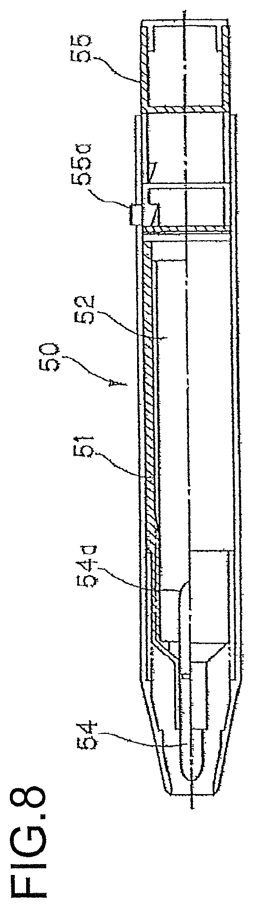 Patent US12134281 Figure 8 – Writing instrument