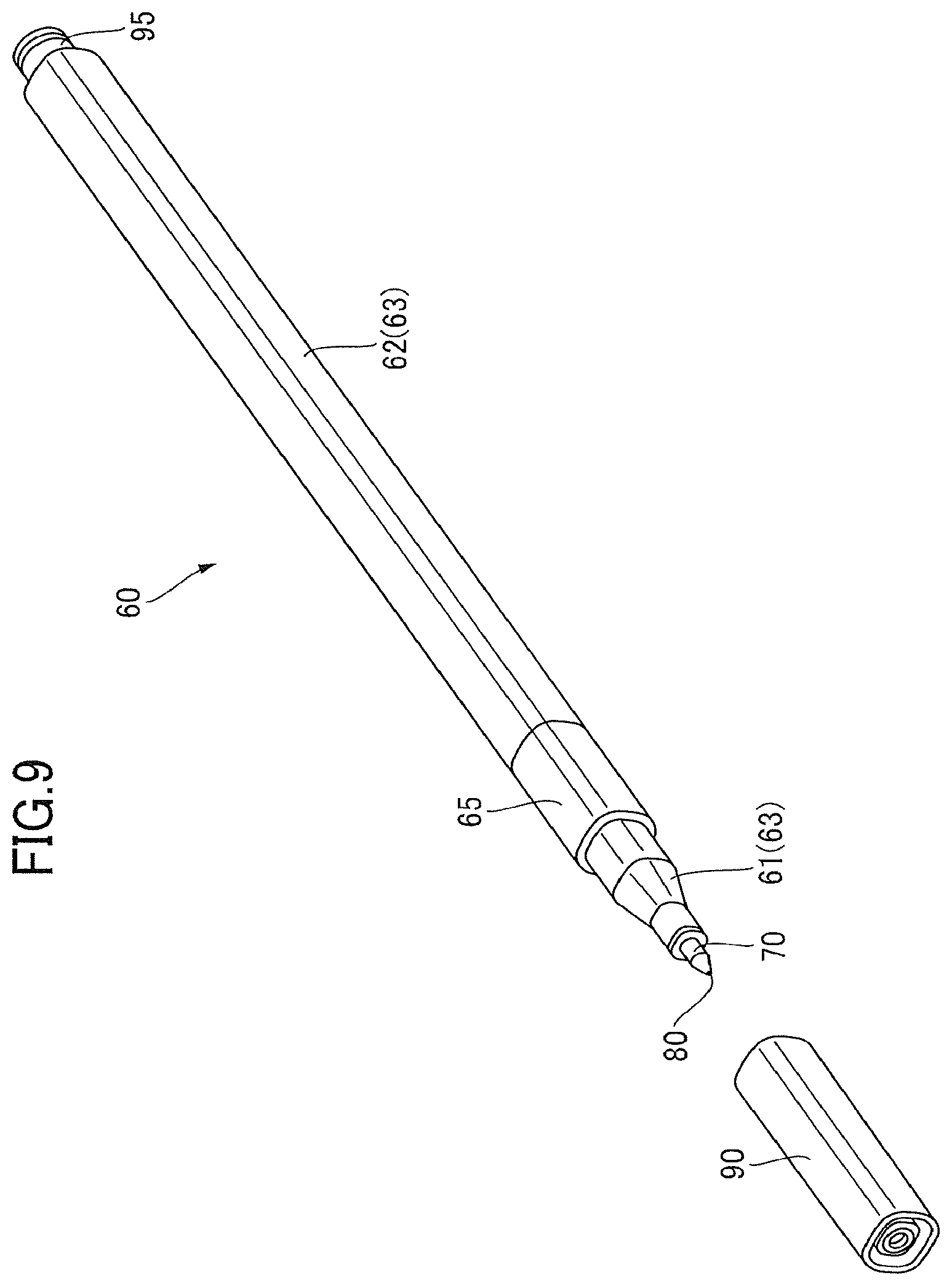 Patent US12134281 Figure 9 – Writing instrument