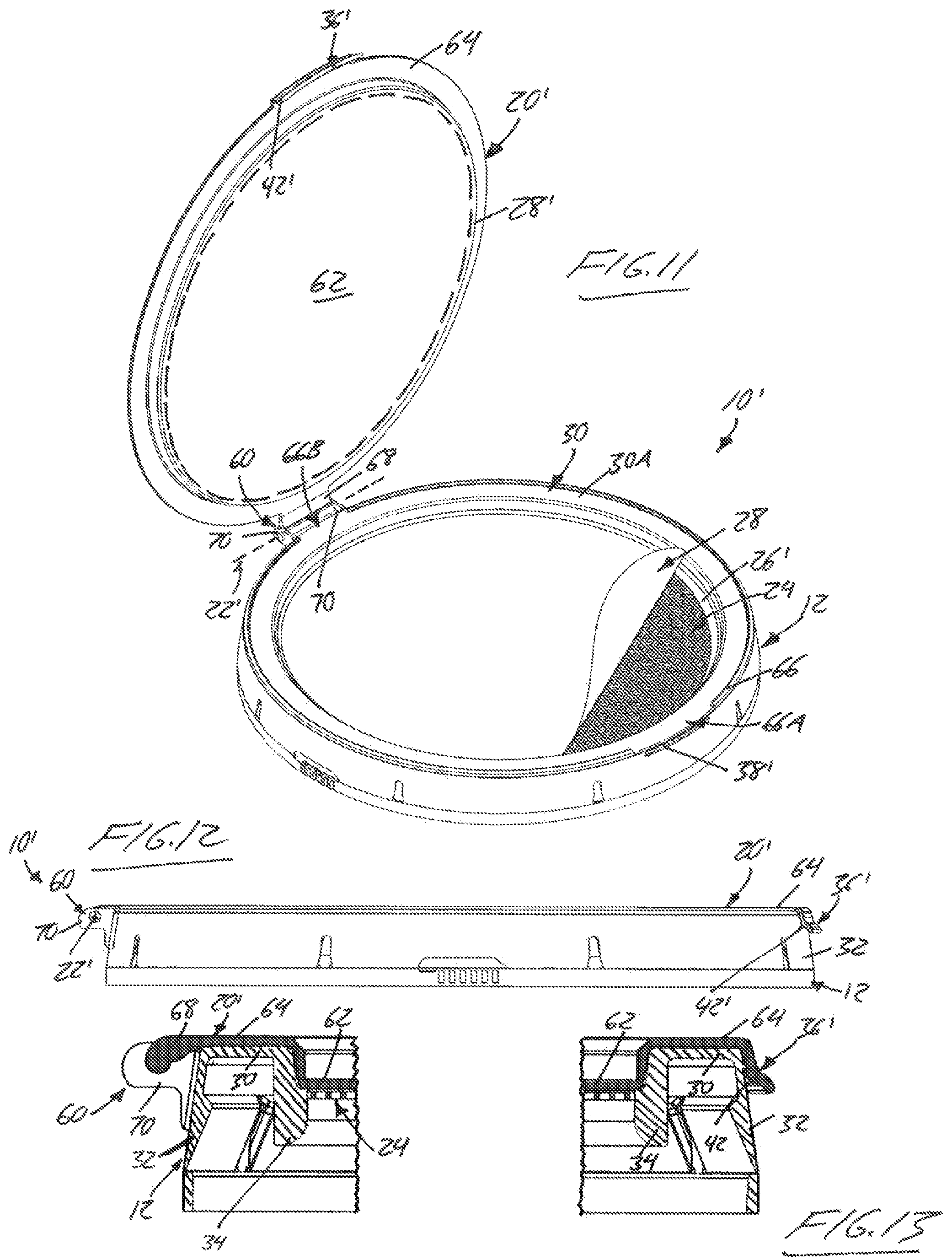 Patent US12134282 Figure 6 – Combined lid and strainer device for a paint container
