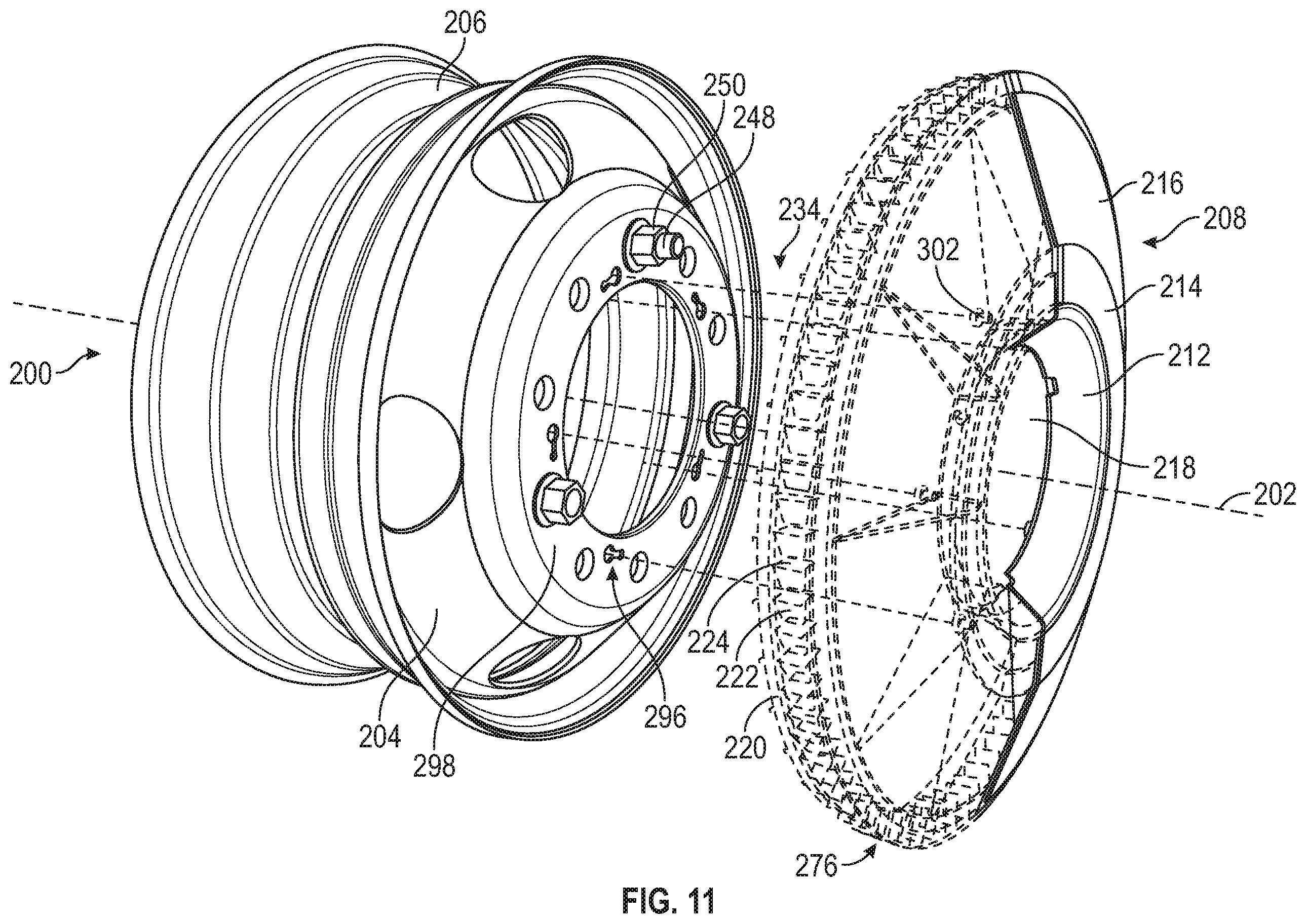 Patent US12134284 Figure 8 – Aerodynamic cover for a vehicle wheel, attachment system for the aerodynamic cover to the vehicle wheel, and vehicle wheel having such an aerodynamic cover and attachment system