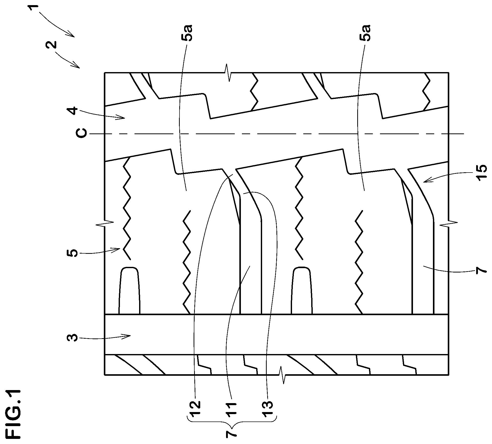 Patent US12134285 Figure 1 – Tire