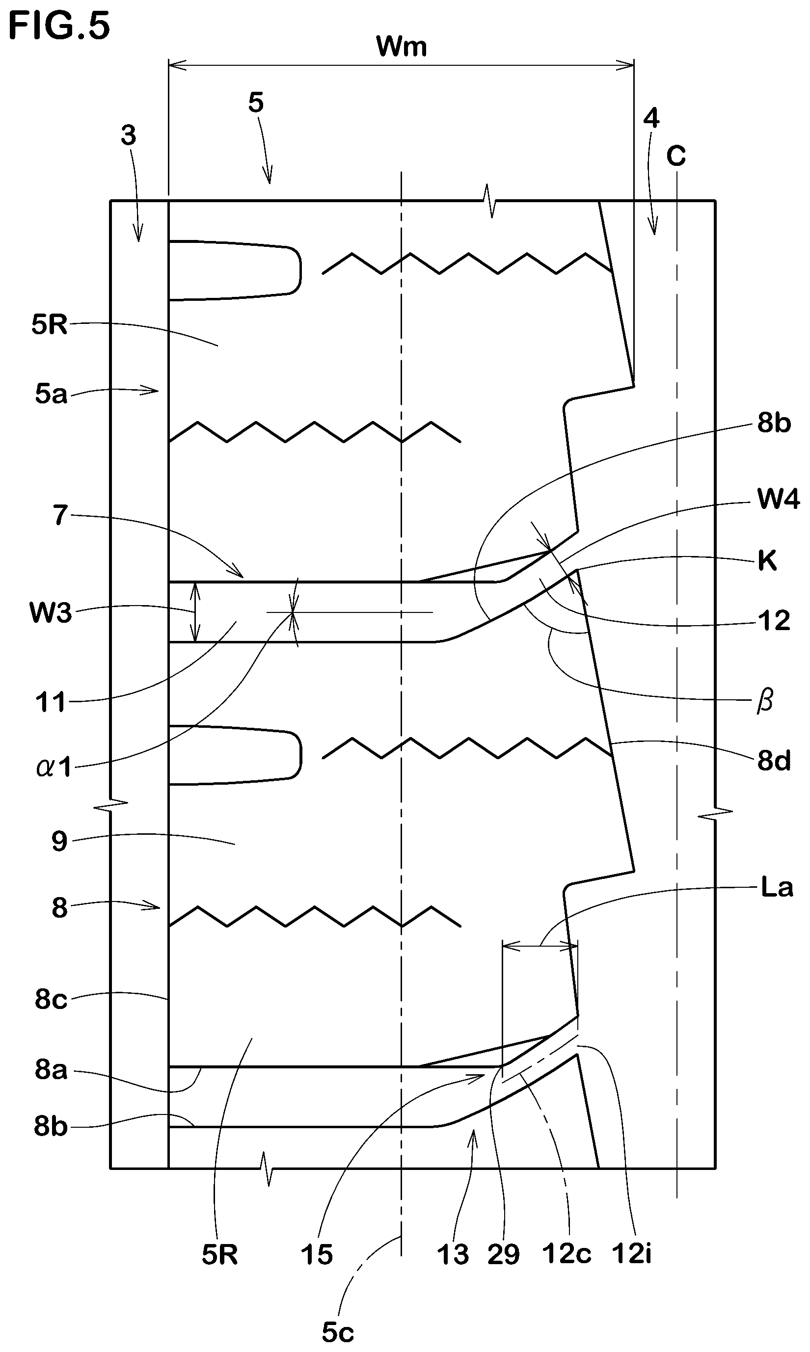 Patent US12134285 Figure 5 – Tire