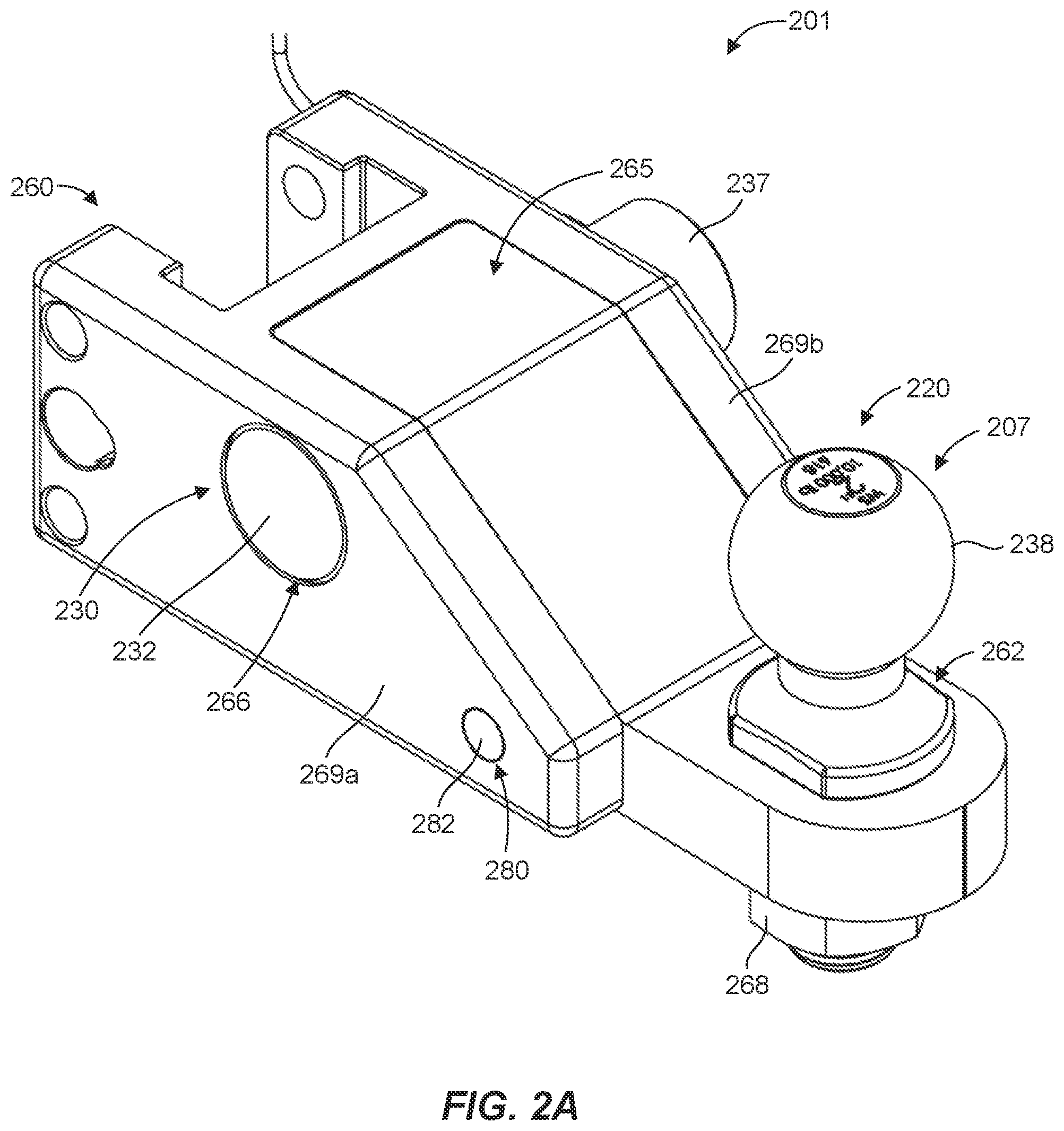 Patent US12134287 Figure 2 – Load measuring hitch assembly for measuring loads applied by a trailer on a tow vehicle