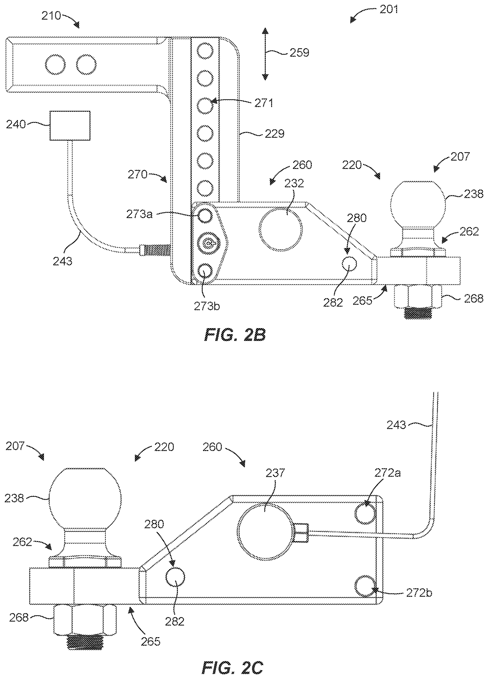 Patent US12134287 Figure 3 – Load measuring hitch assembly for measuring loads applied by a trailer on a tow vehicle