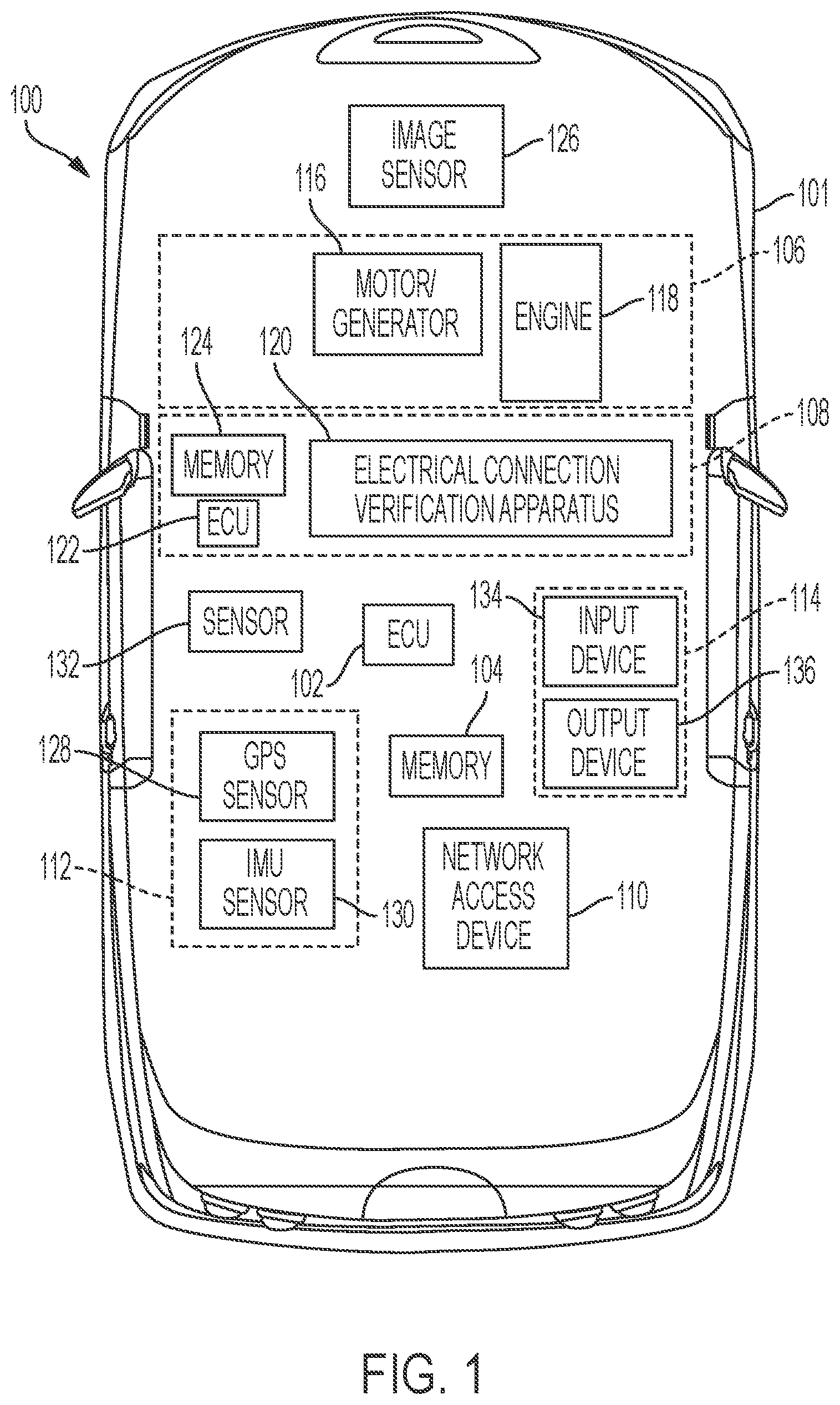 Patent US12134291 Figure 1 – Systems, methods, and apparatus for checking electrical connection of a trailer with a vehicle