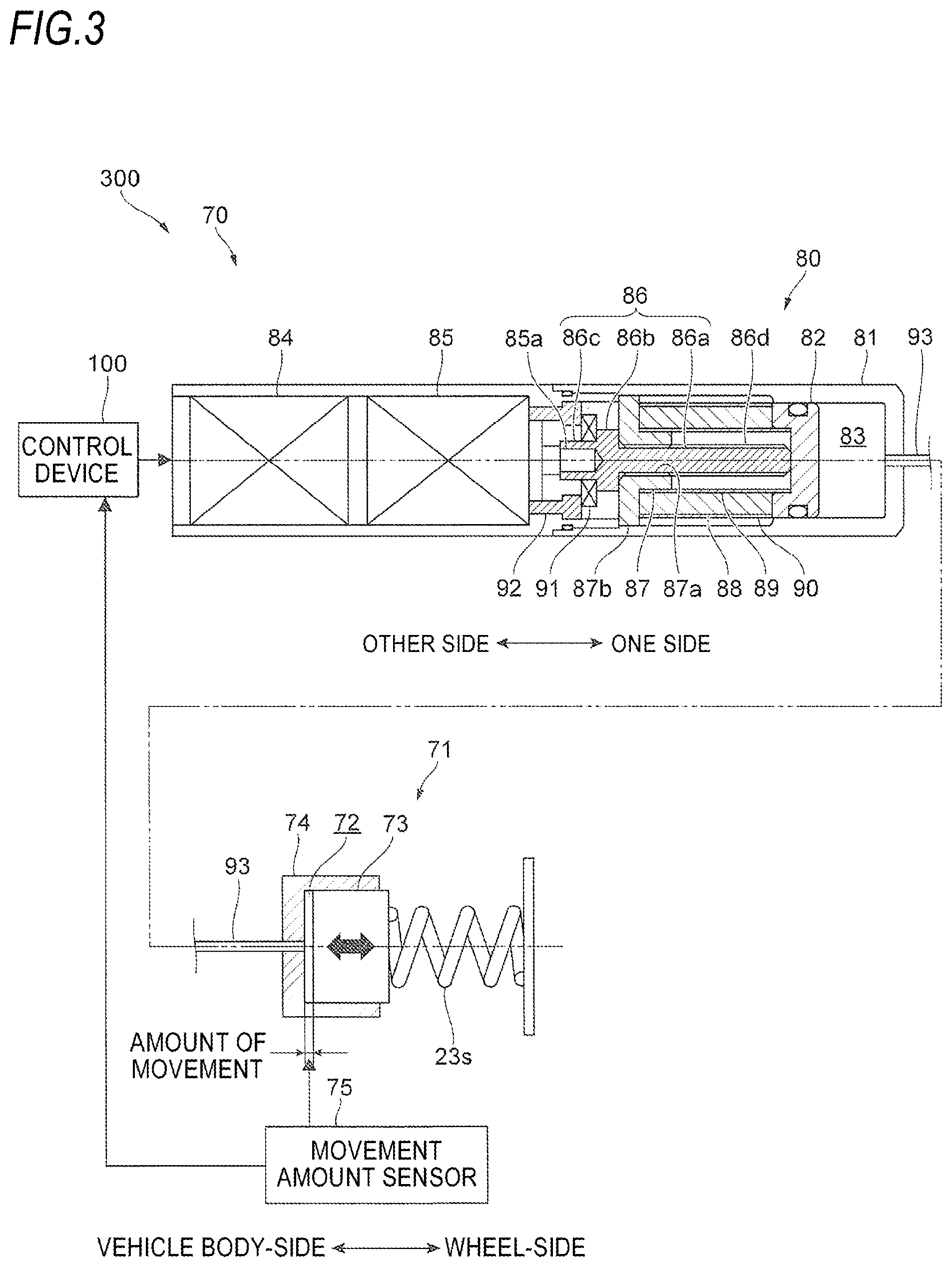 Patent US12134294 Figure 3 – Load weight derivation device, control device, suspension system, saddle-ride-type vehicle, vehicle height adjustment device