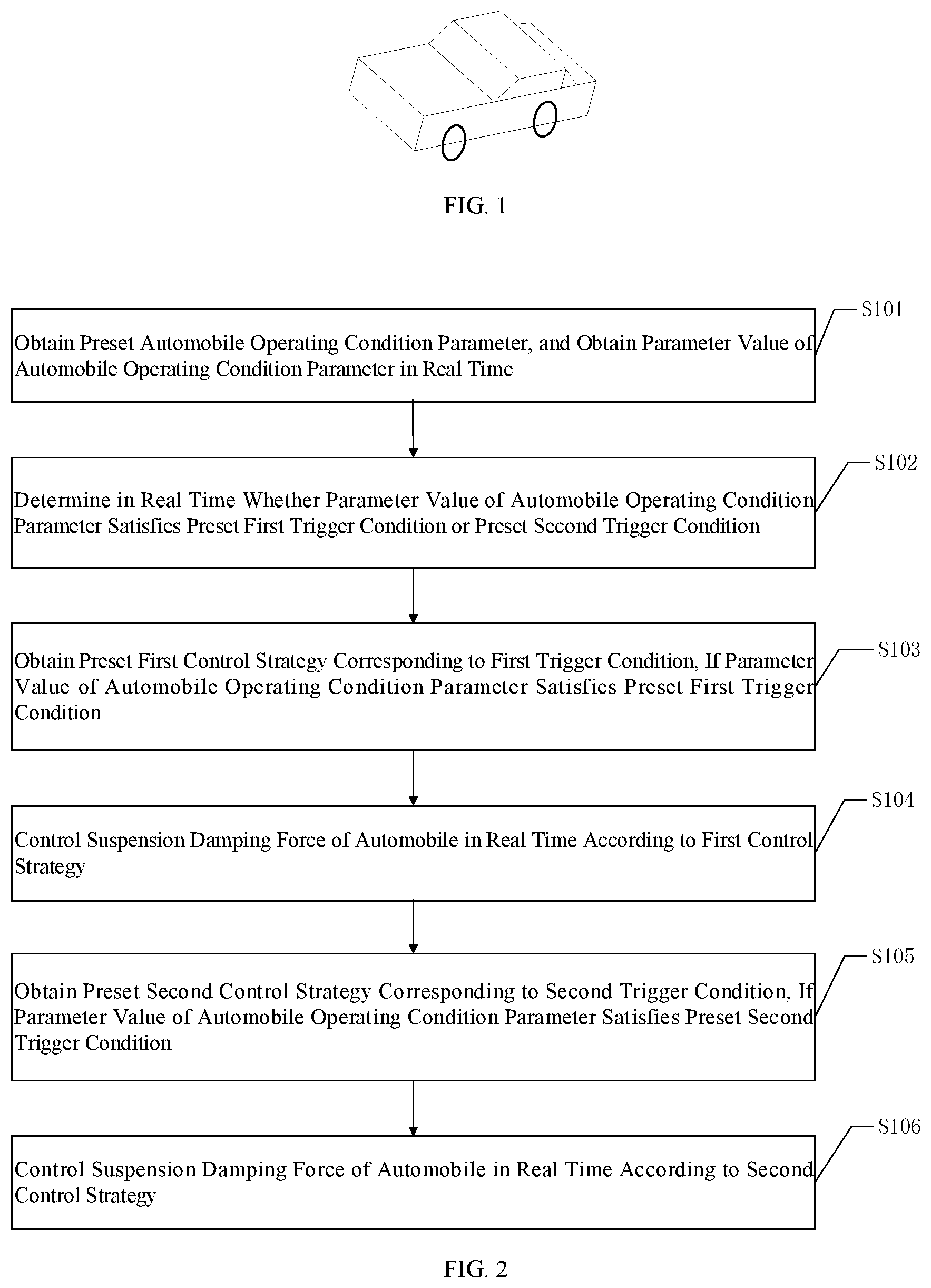 Patent US12134295 Figure 1 – Anti-dive control method for automobile, and related device