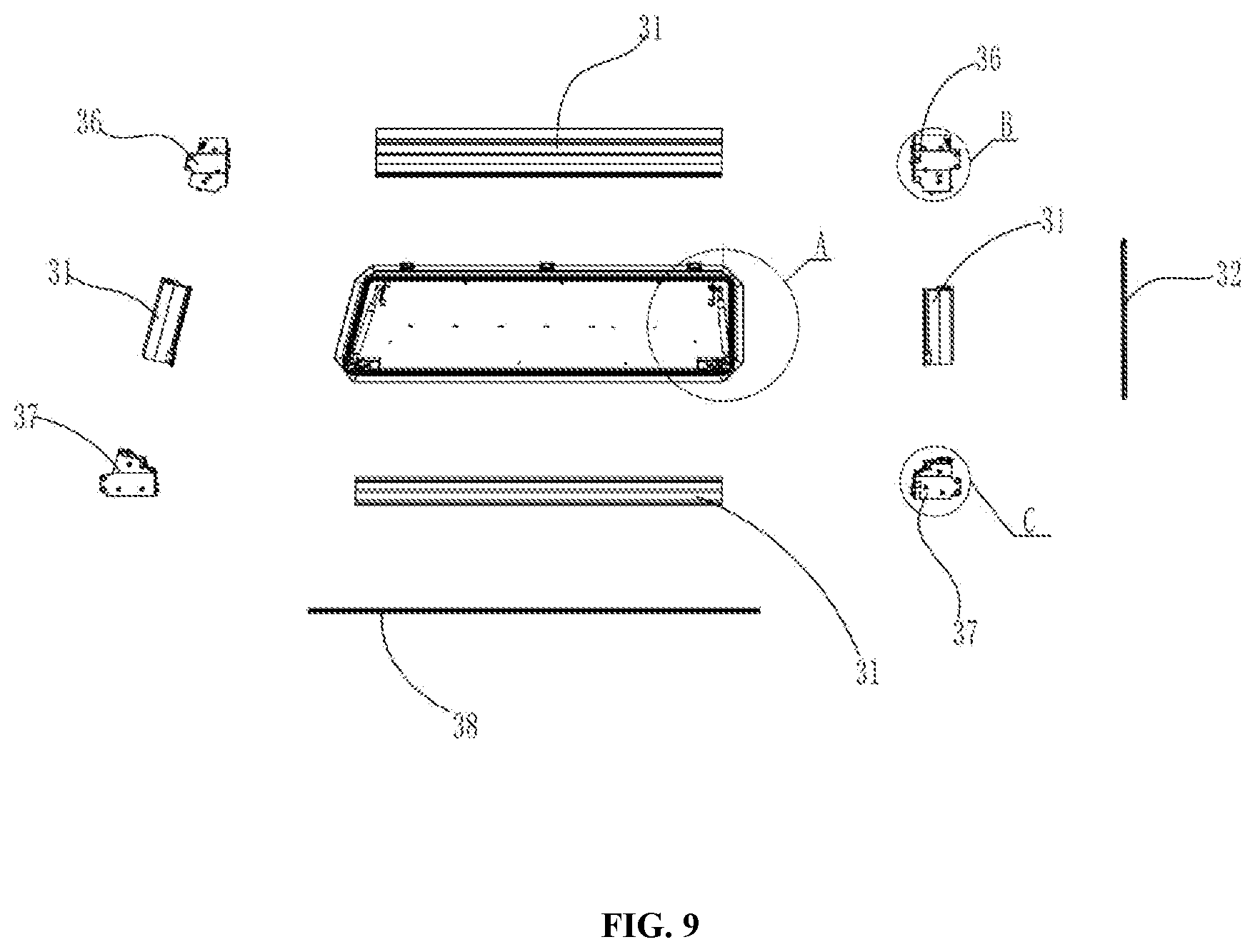 Patent US12134310 Figure 9 – High-strength lightweight automobile compartment tonneau cover