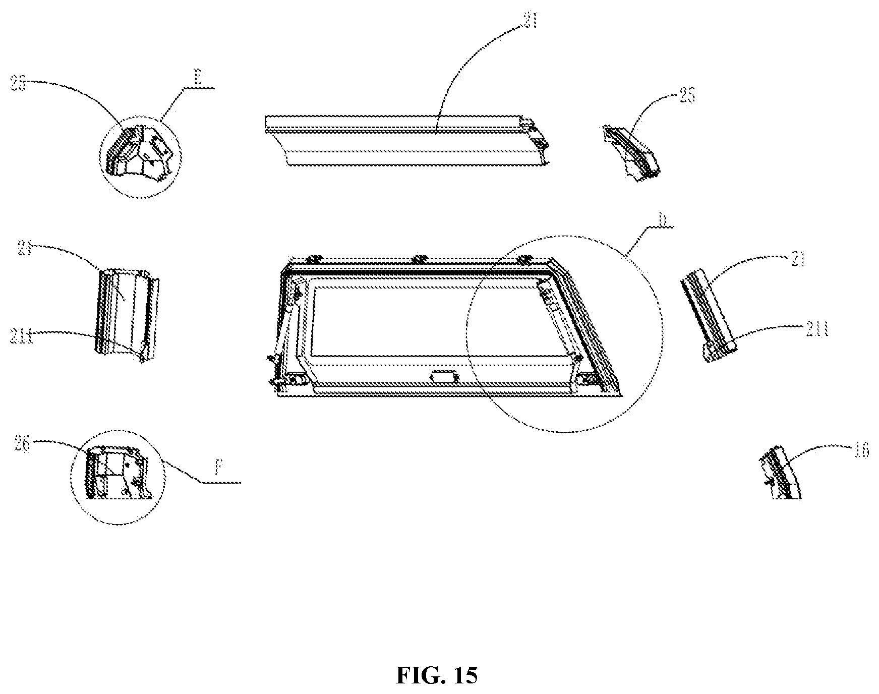 Patent US12134310 Figure 15 – High-strength lightweight automobile compartment tonneau cover