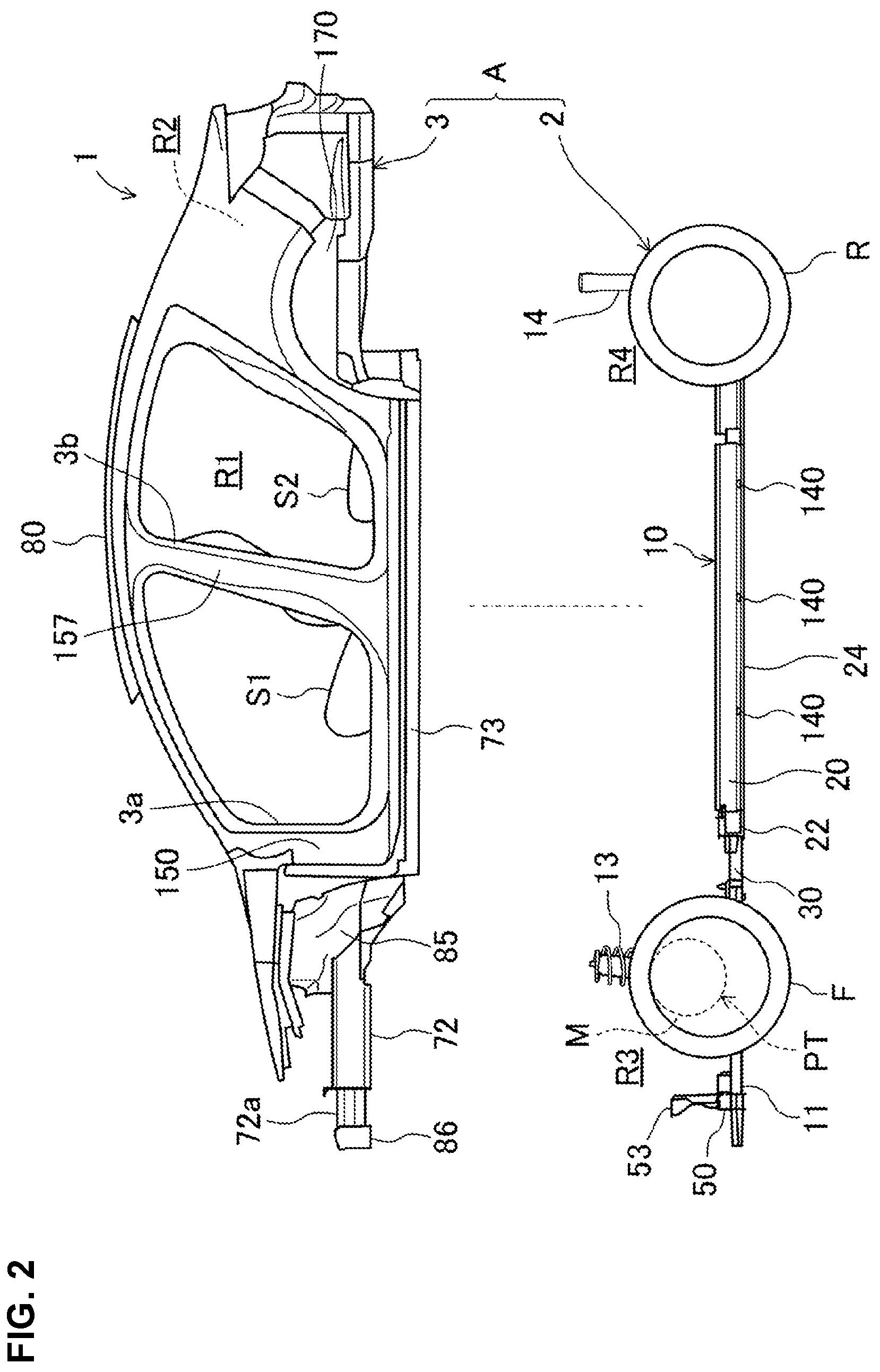 Patent US12134312 Figure 2 – Vehicle-body structure of electric automotive vehicle