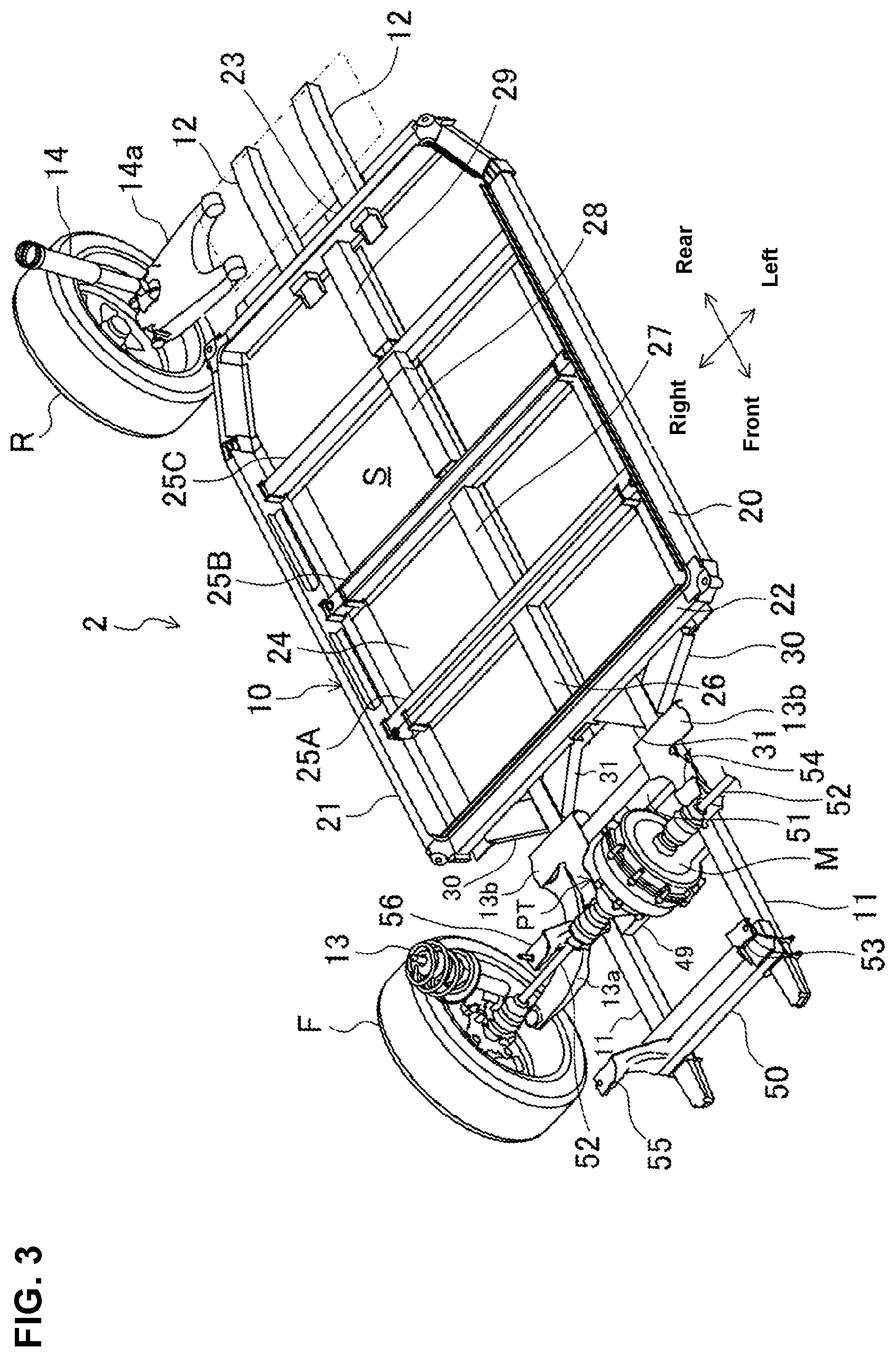 Patent US12134312 Figure 3 – Vehicle-body structure of electric automotive vehicle