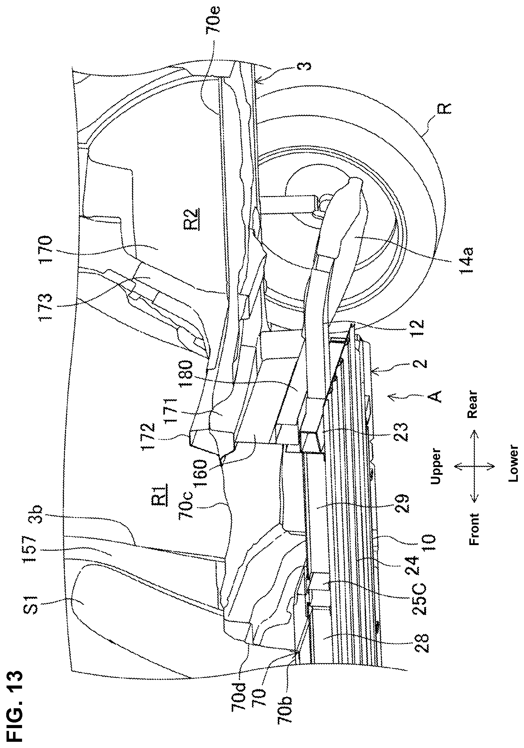 Patent US12134312 Figure 13 – Vehicle-body structure of electric automotive vehicle