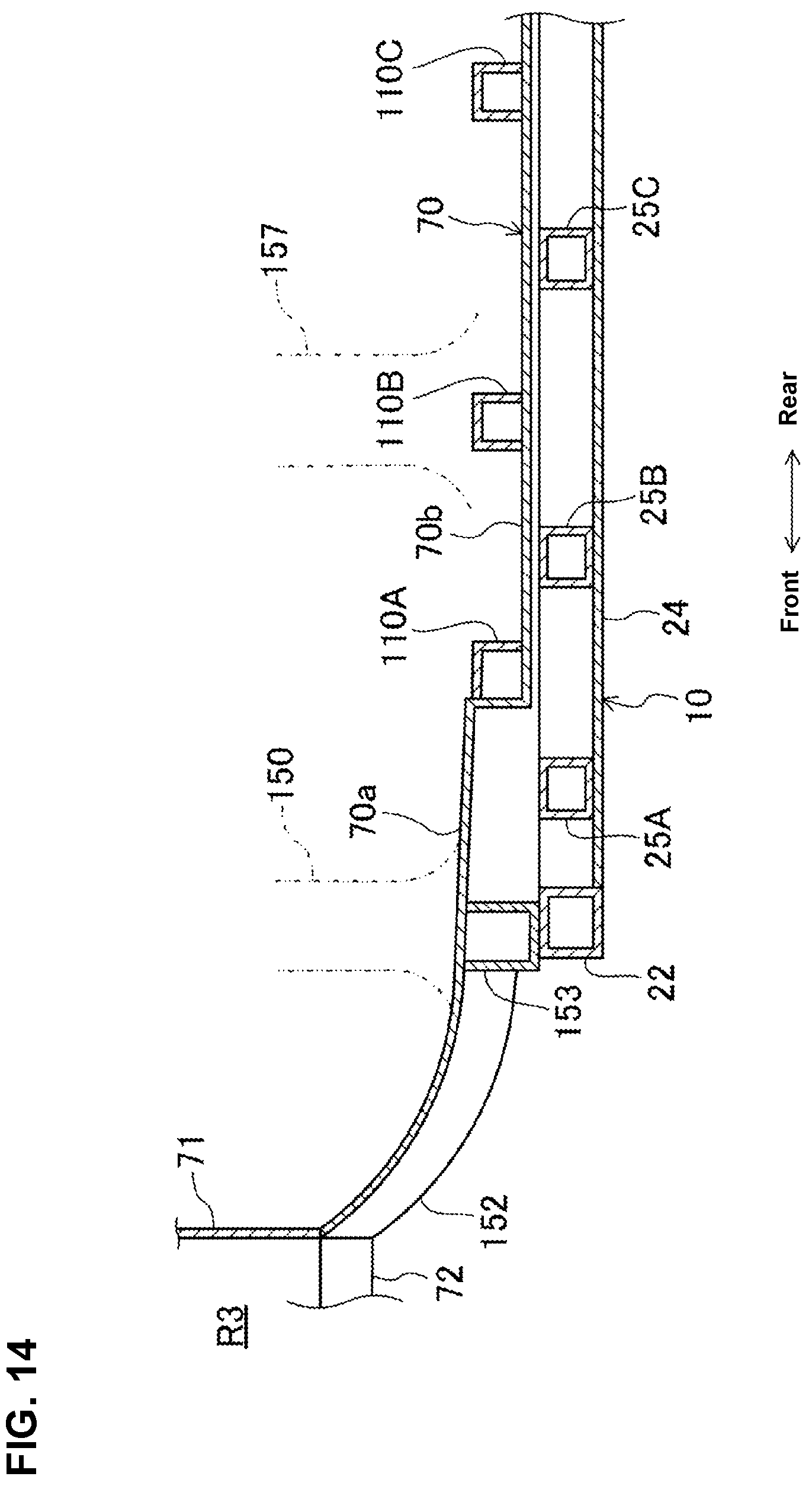 Patent US12134312 Figure 14 – Vehicle-body structure of electric automotive vehicle