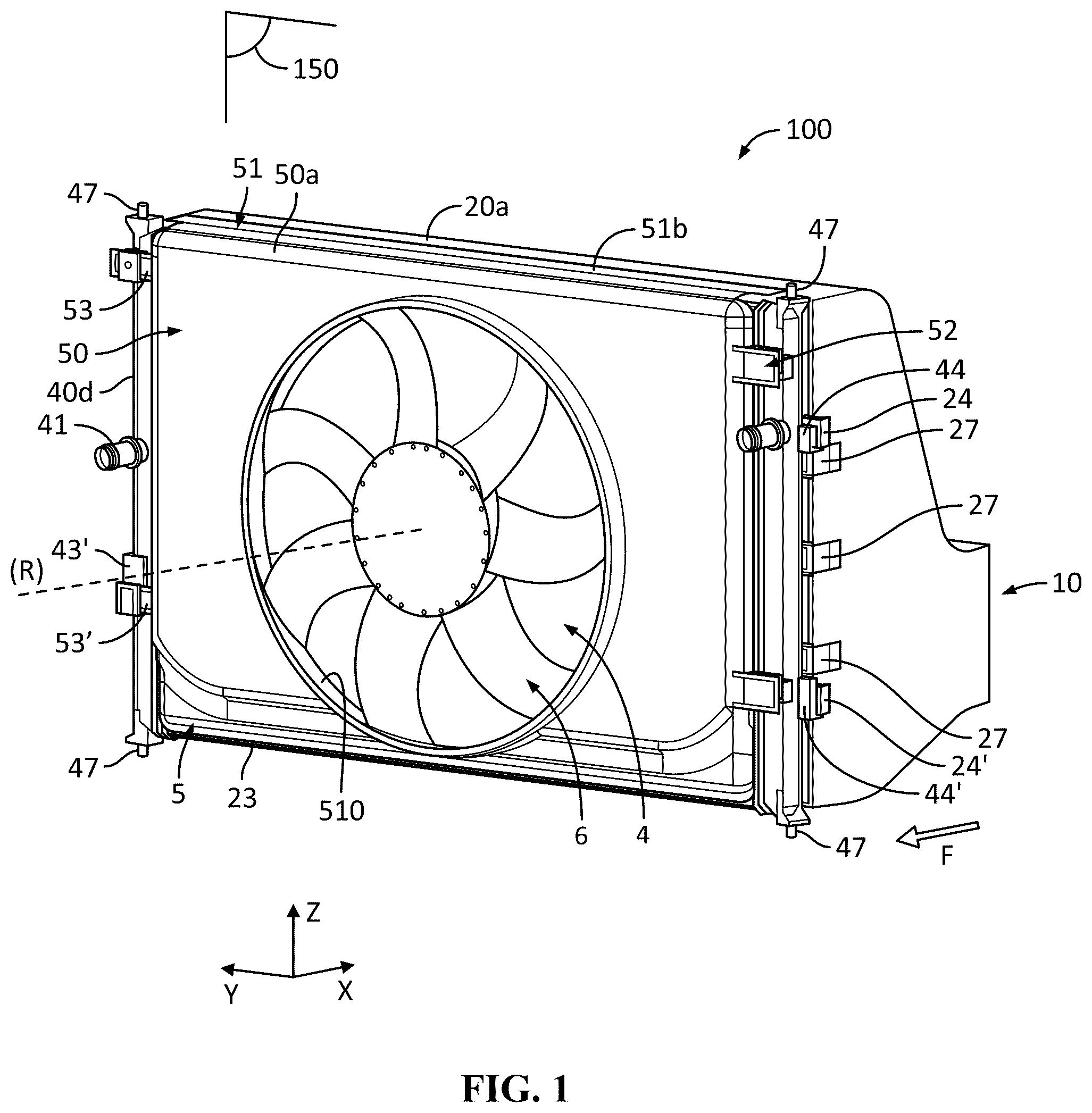 Patent US12134313 — Cooling module for a motor vehicle — Figure 1