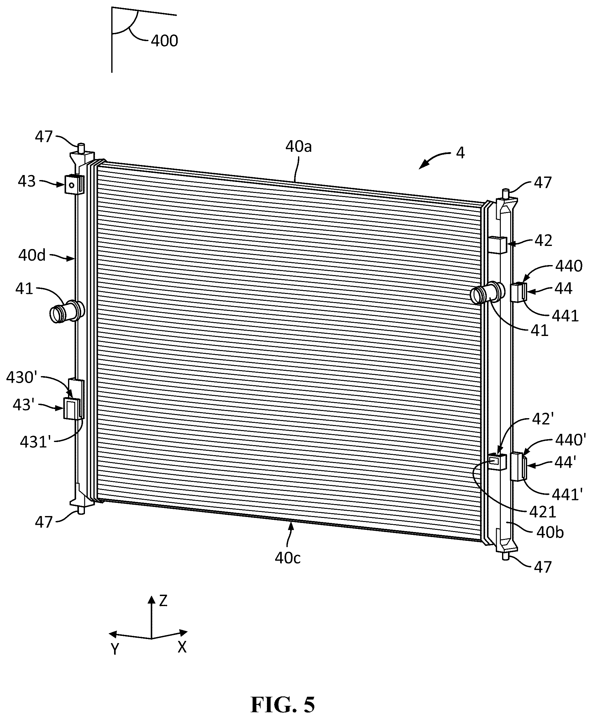 Patent US12134313 Figure 5 – Cooling module for a motor vehicle