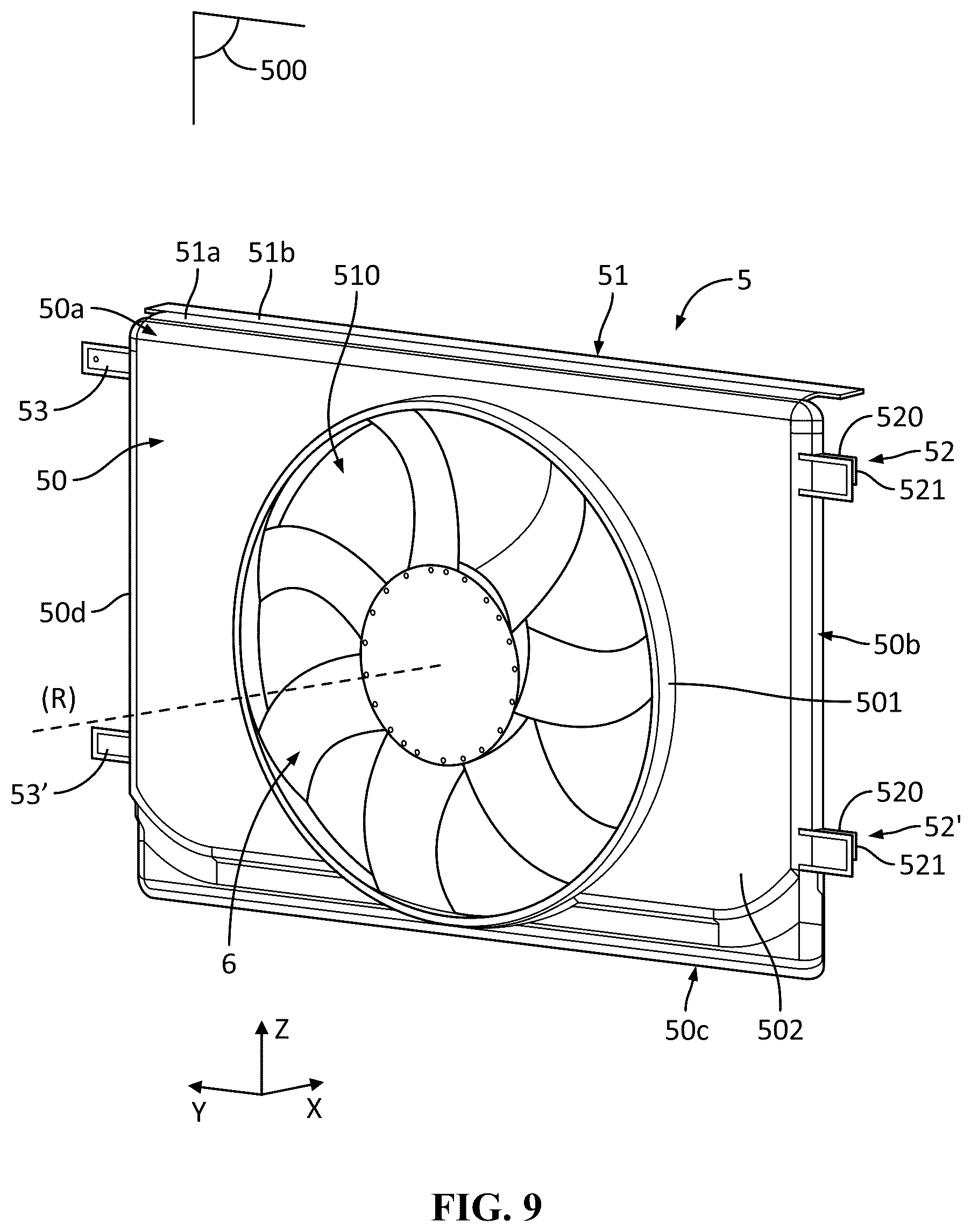 Patent US12134313 Figure 9 – Cooling module for a motor vehicle