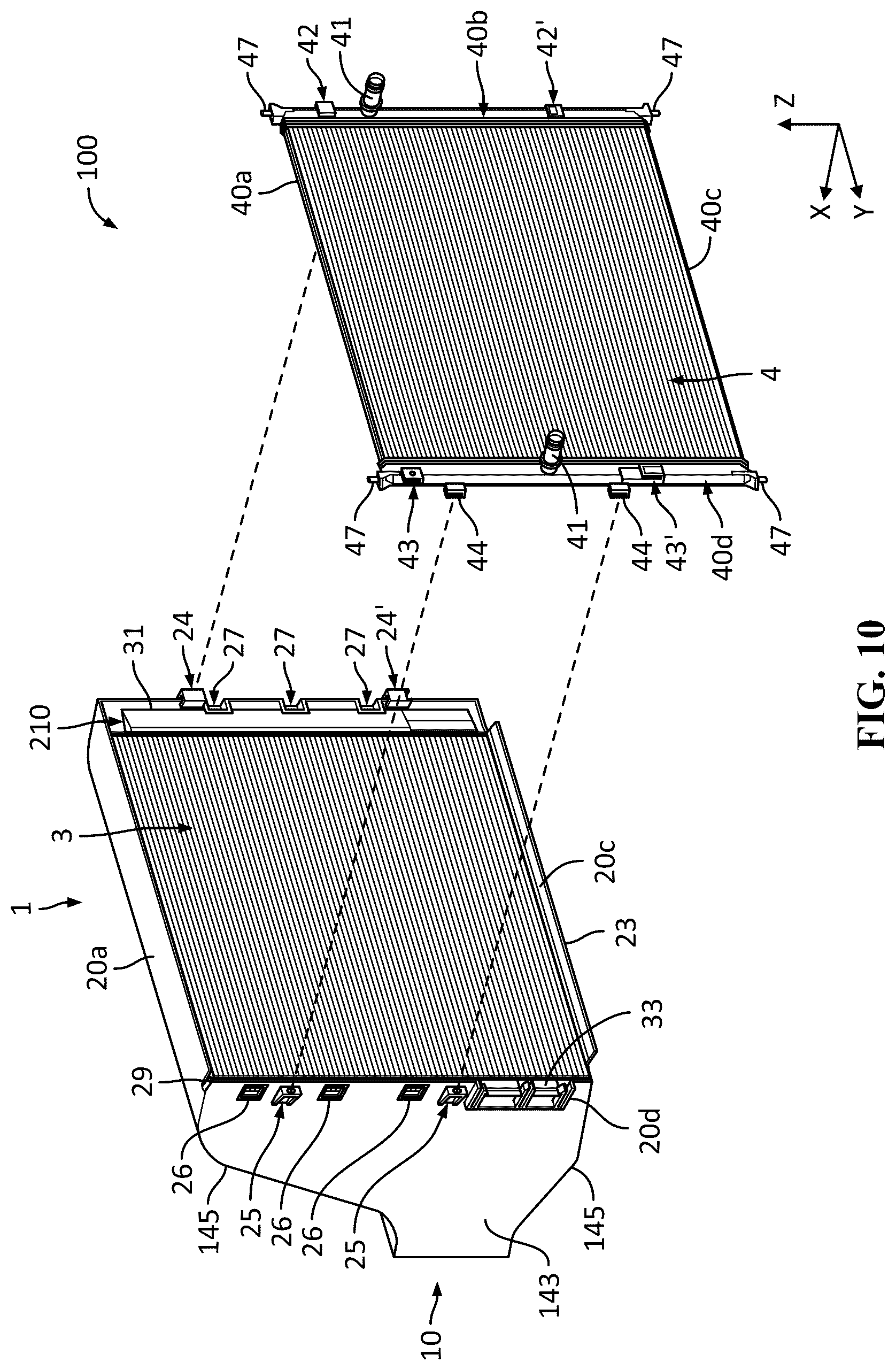 Patent US12134313 Figure 10 – Cooling module for a motor vehicle
