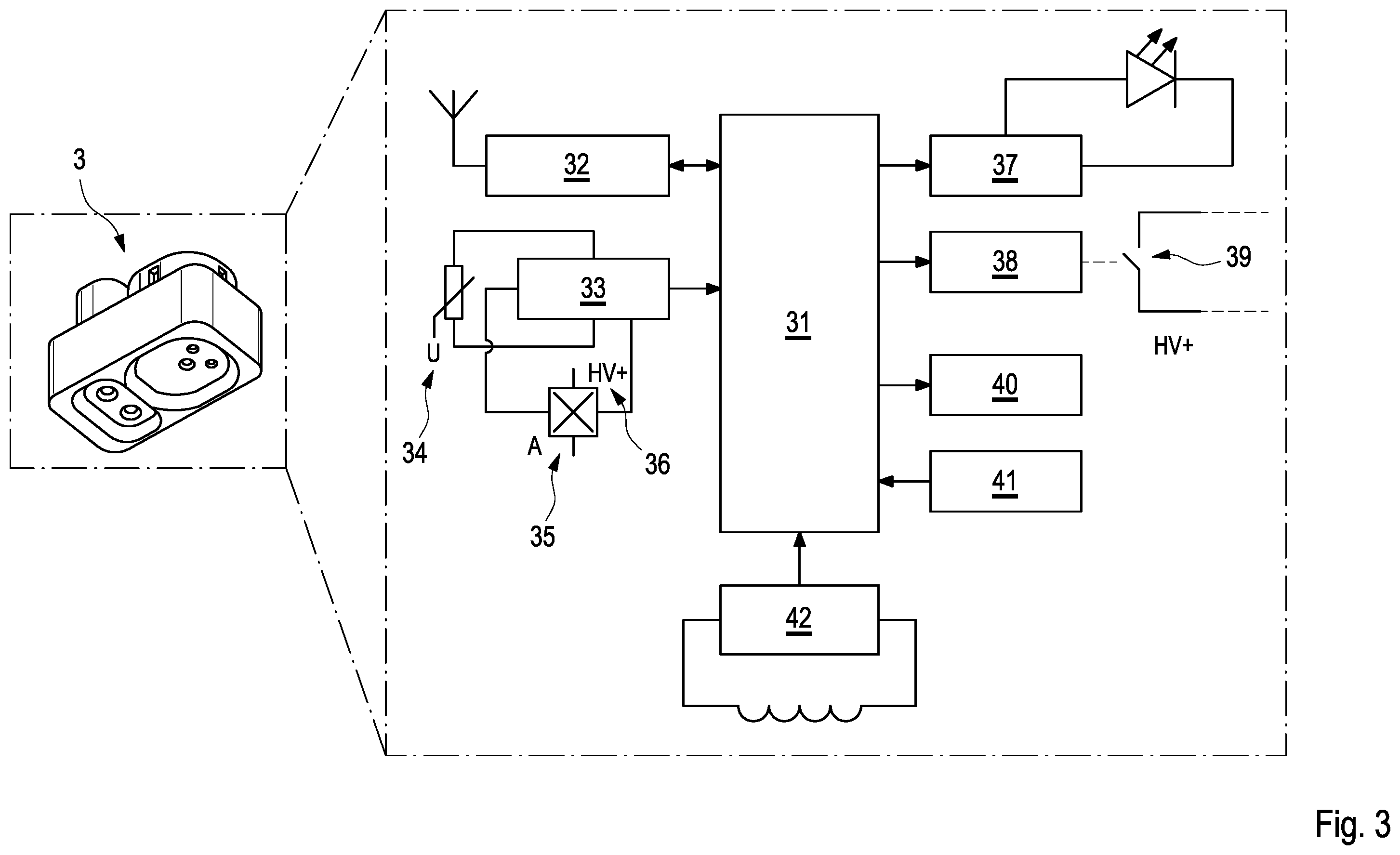 Patent US12134327 Figure 2 – Function extension module for charging stations