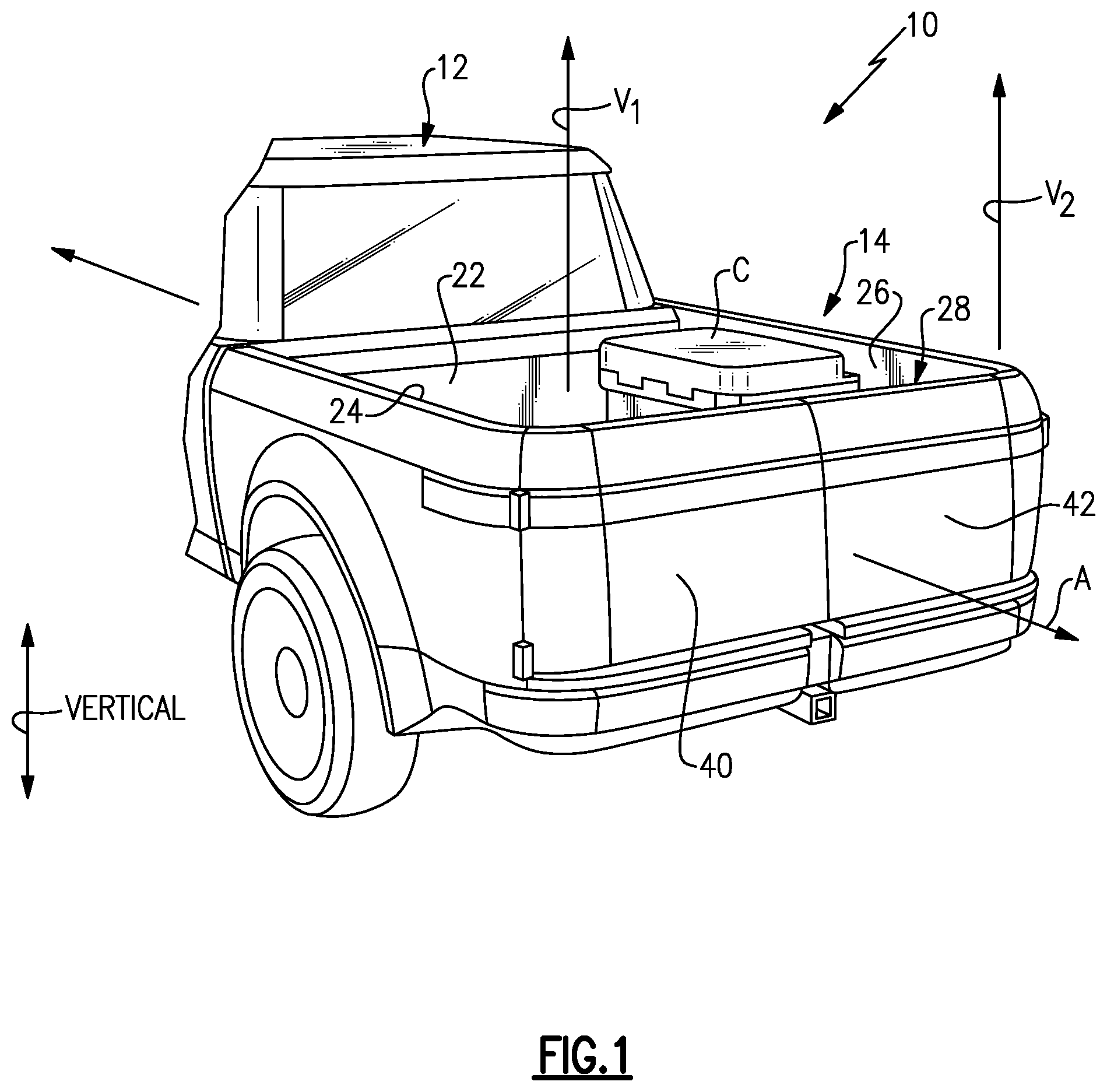 Patent US12134340 — Vehicle including load-assist roller — Figure 1