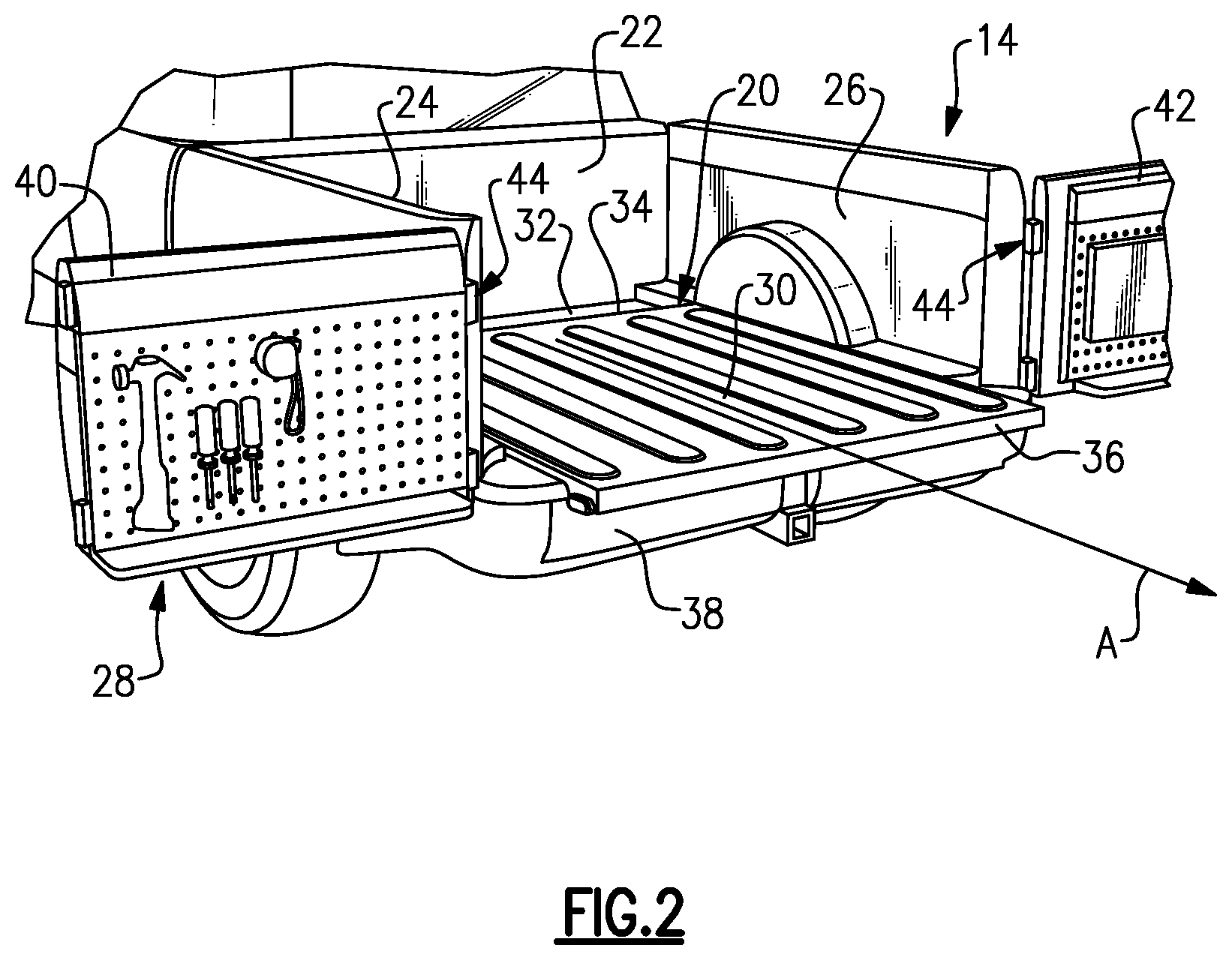 Patent US12134340 Figure 2 – Vehicle including load-assist roller