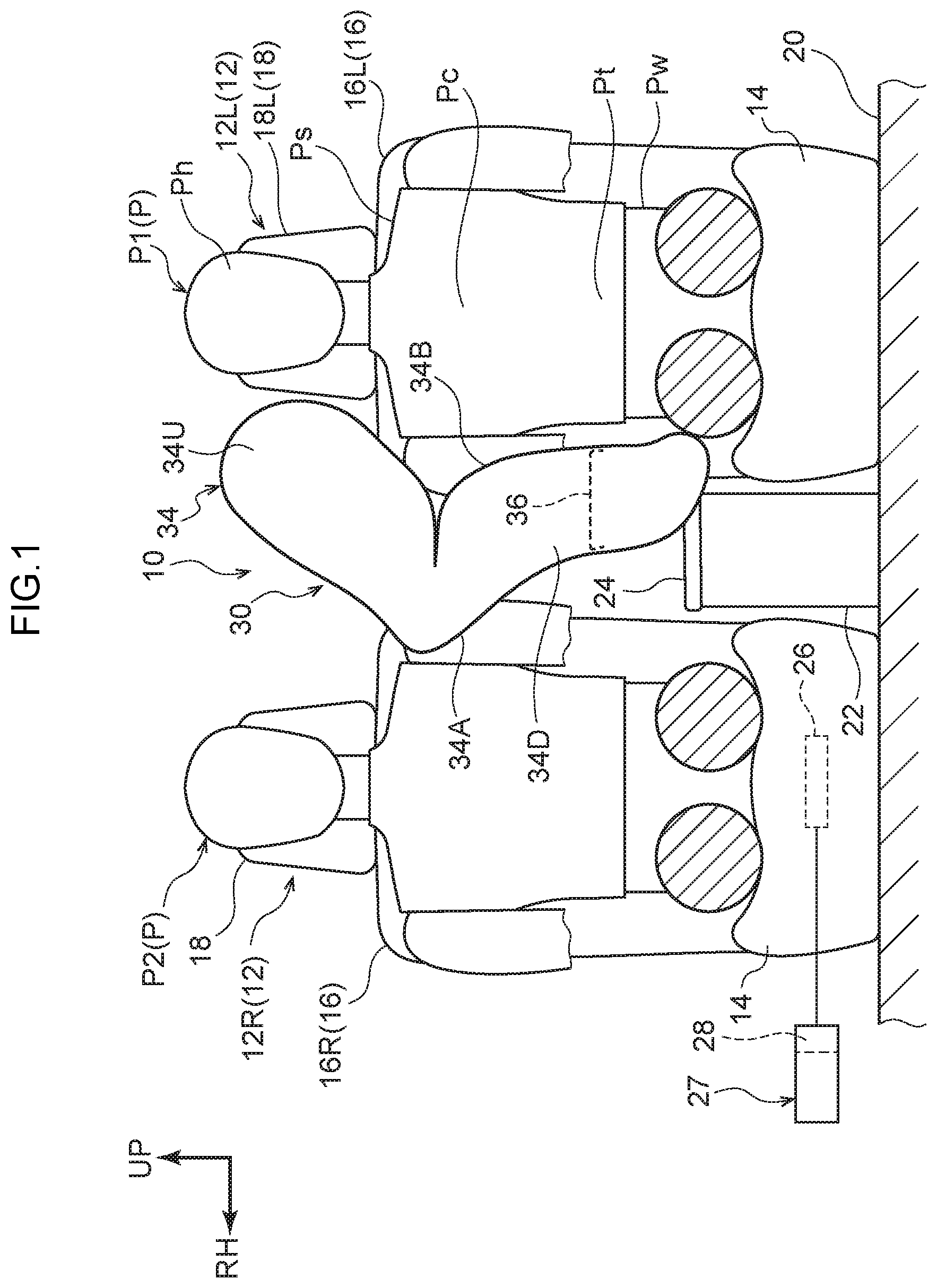 Patent US12134363 Figure 1 – Vehicle occupant restraint device