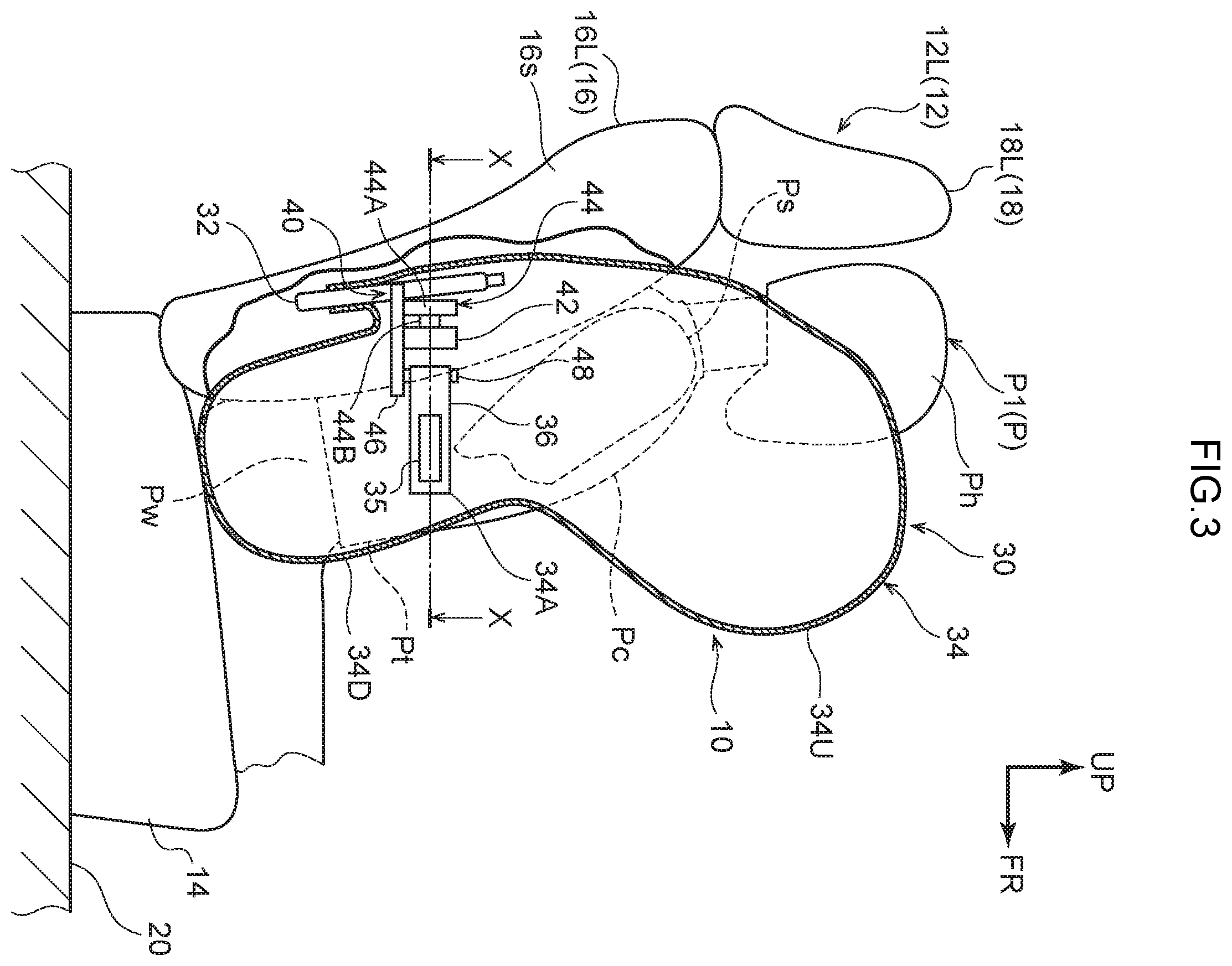 Patent US12134363 Figure 3 – Vehicle occupant restraint device
