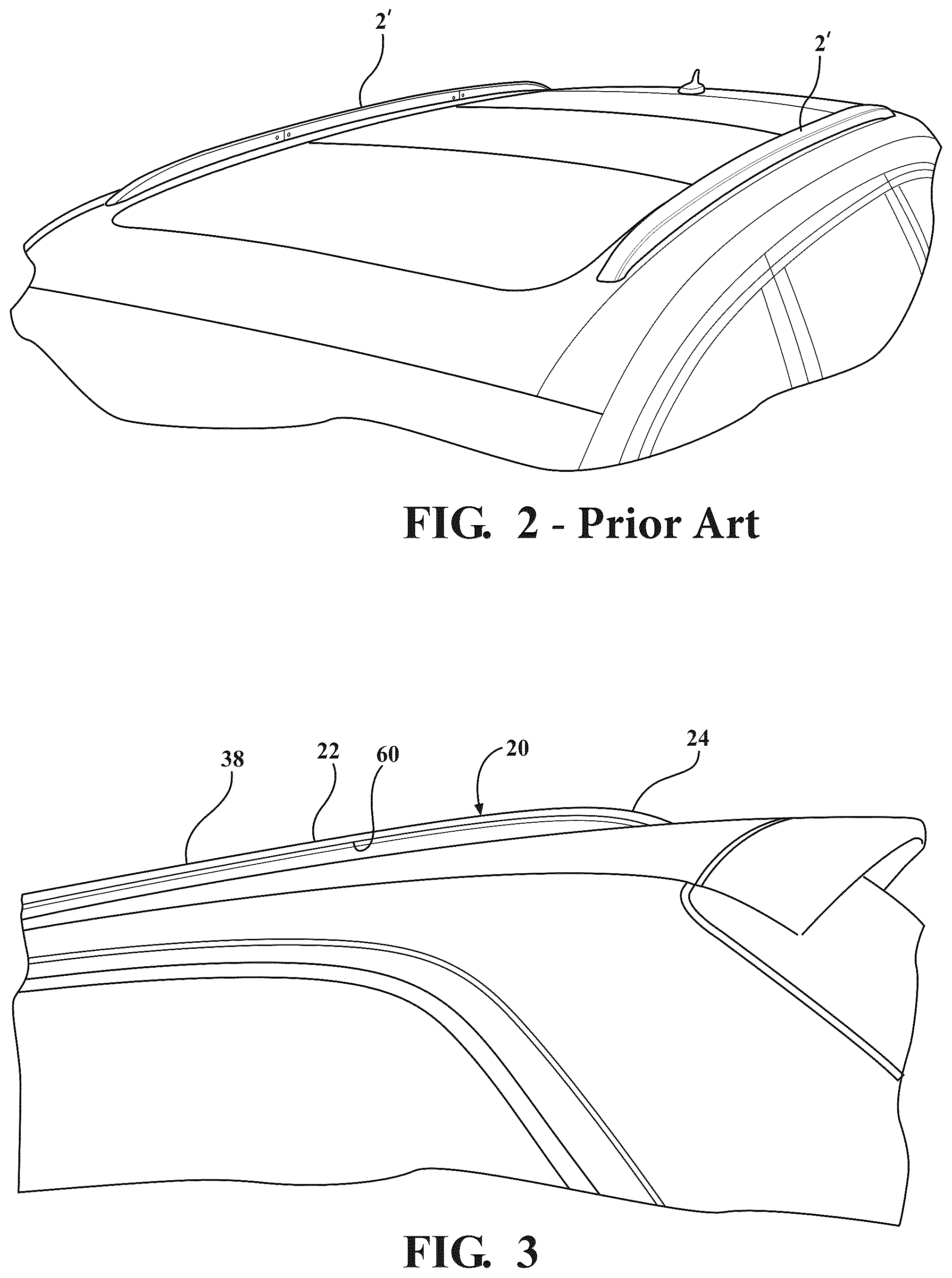 Patent US12134371 Figure 2 – One-piece vehicle roof rail