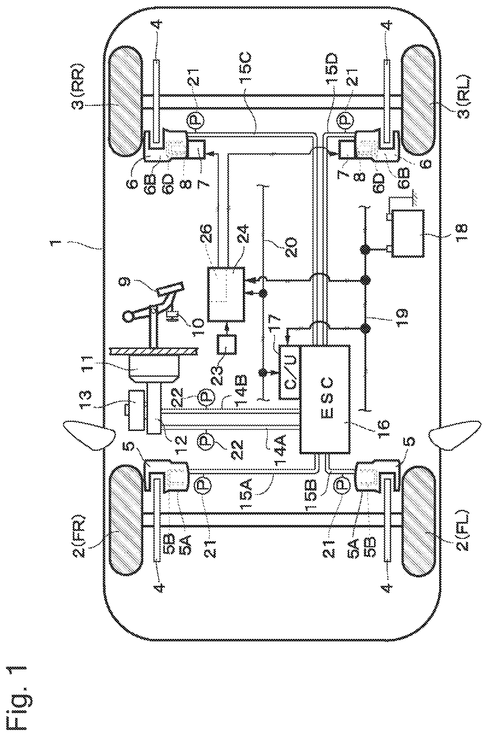 Patent US12134375 Figure 1 – Electric brake device and electric brake control device