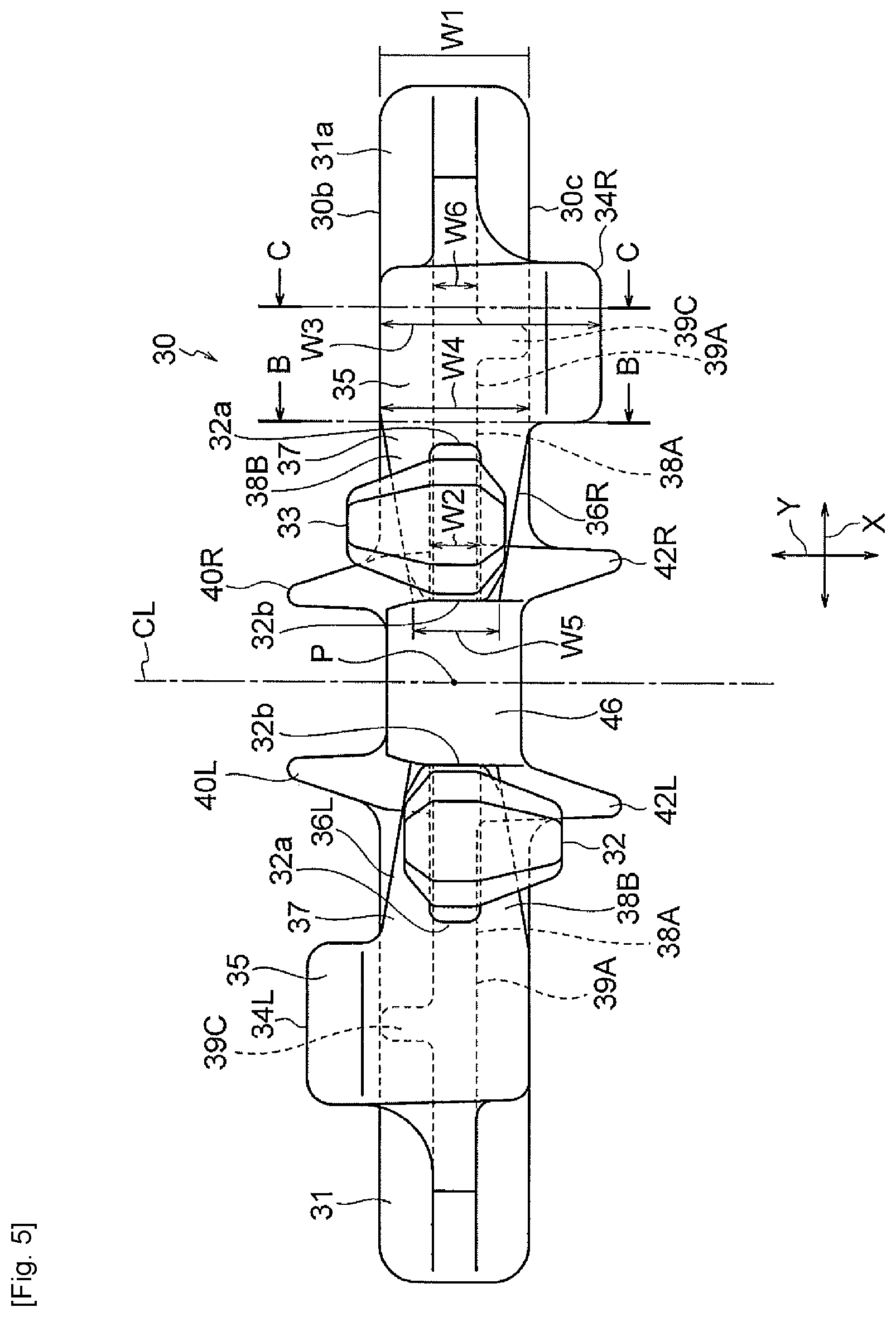 Patent US12134430 Figure 5 – Core bar for elastic crawler and elastic crawler using core bar