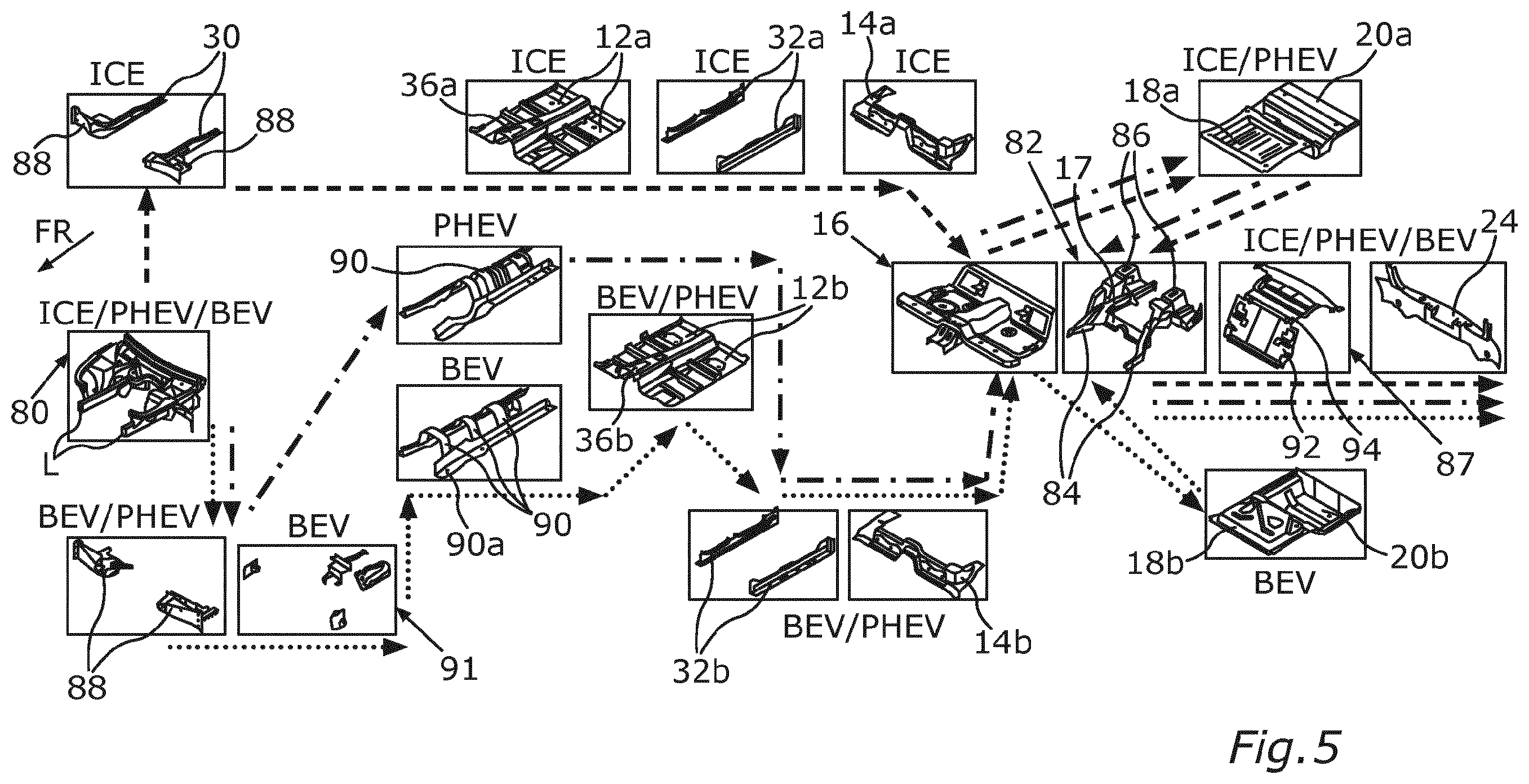 Patent US12134435 Figure 5 – Group of motor vehicles