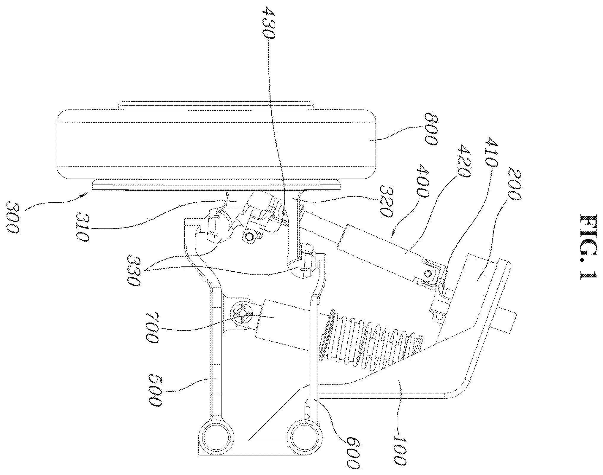 Patent US12134438 Figure 1 – Steering device of independent drive wheel and independent drive module including same