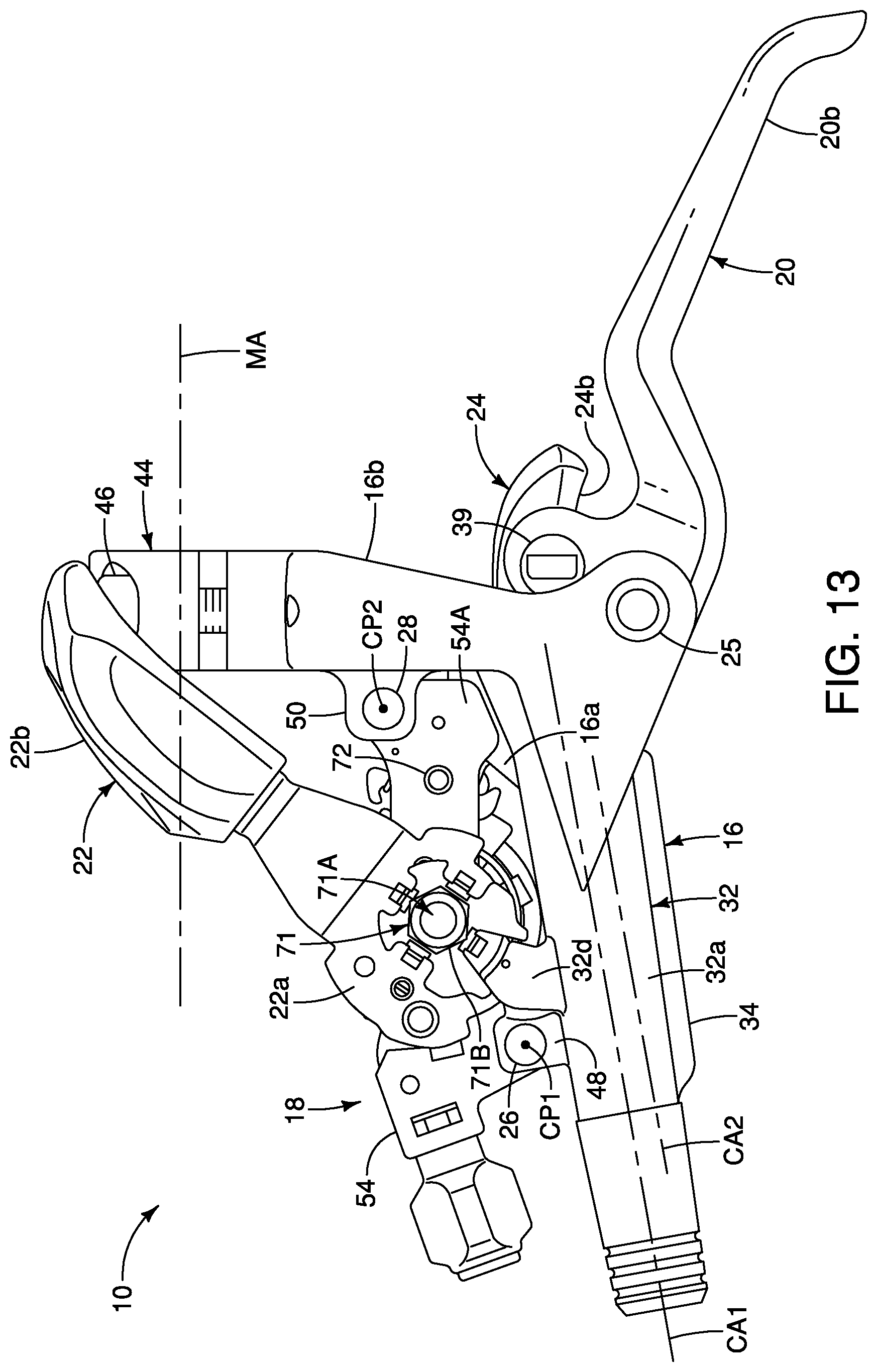Patent US12134440 Figure 10 – Operating device for human-powered vehicle