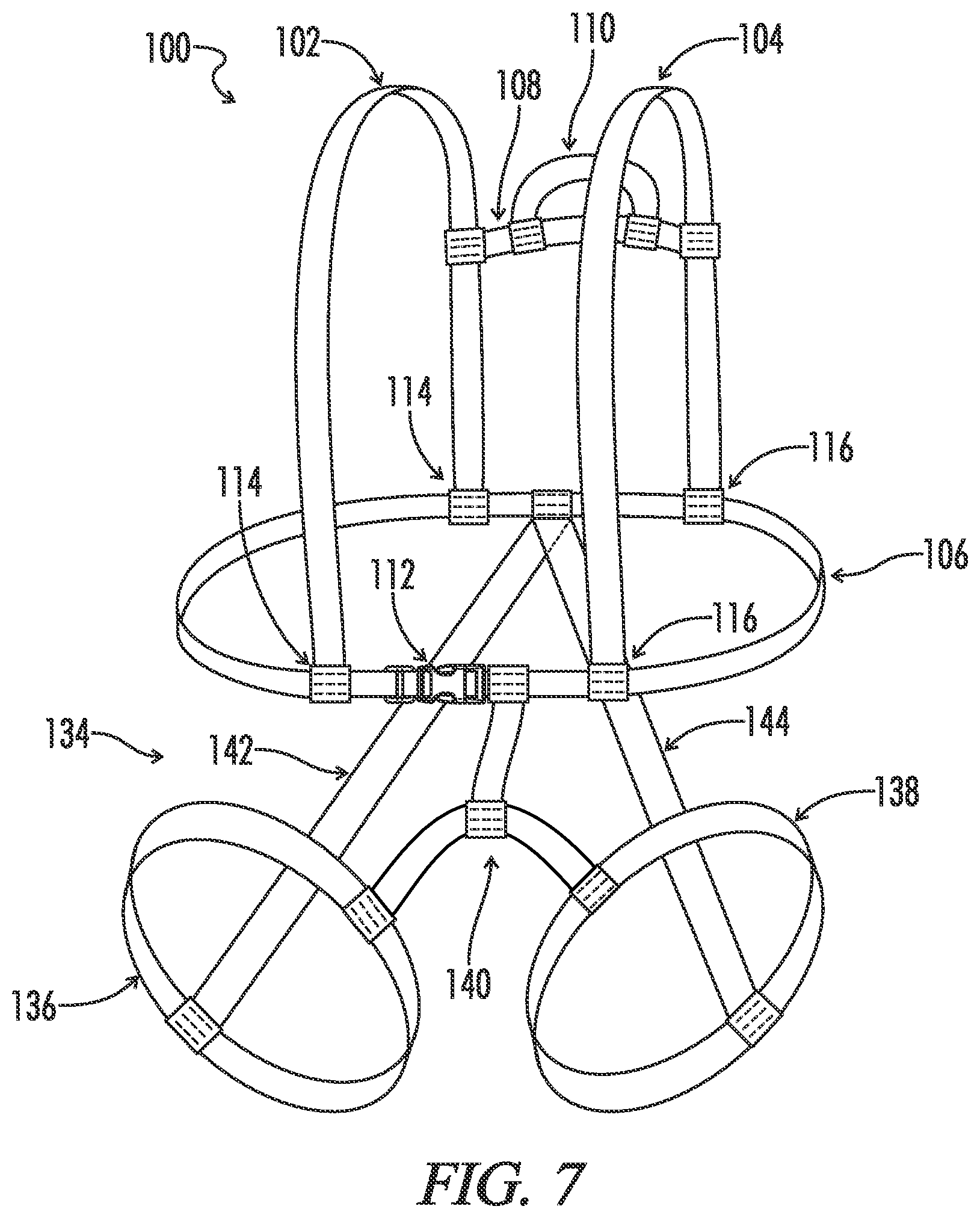 Patent US12134448 Figure 7 – Inflatable water safety harness with load bearing structure