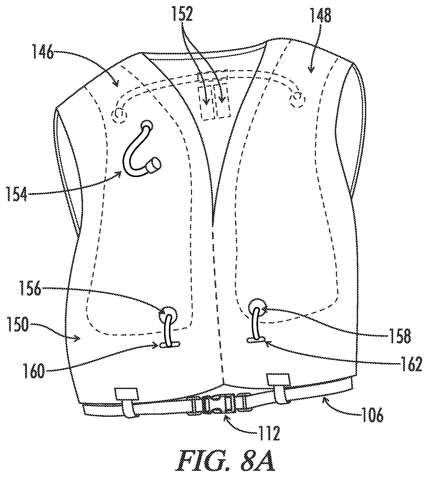 Patent US12134448 Figure 8 – Inflatable water safety harness with load bearing structure