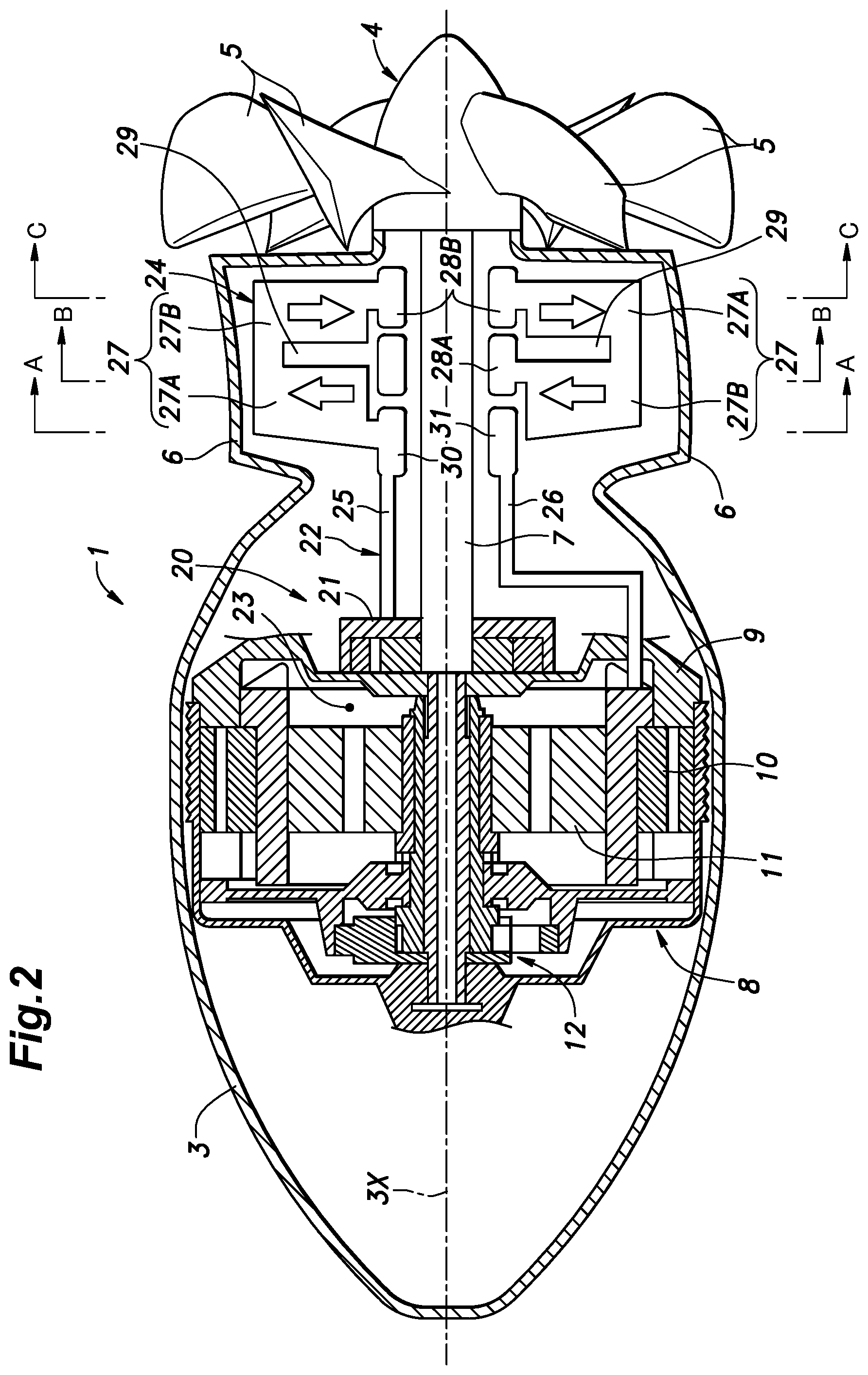 Patent US12134453 Figure 2 – Pod propulsion device