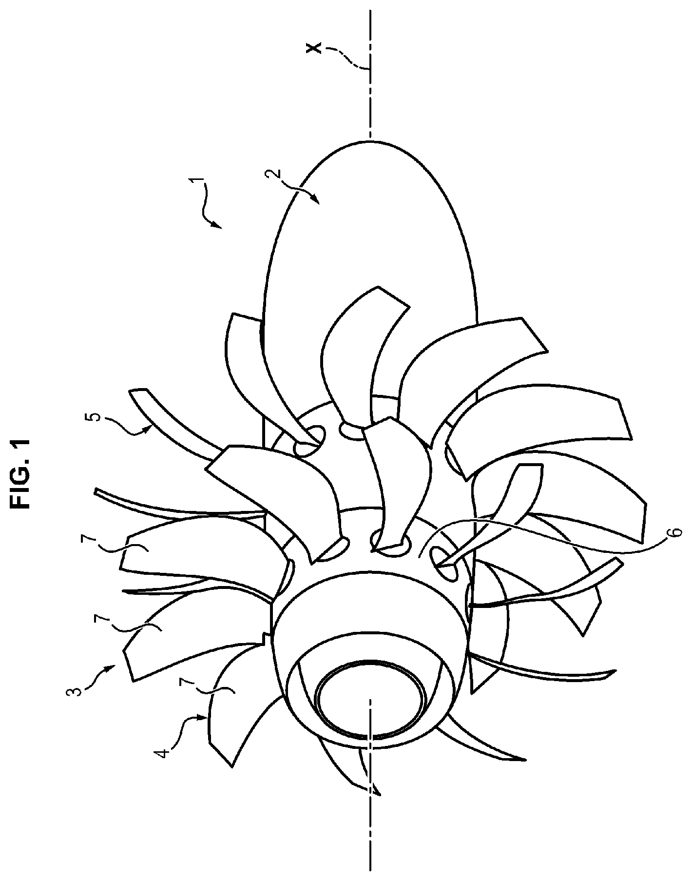 Patent US12134460 Figure 1 – Blade comprising a composite material structure and associated manufacturing method