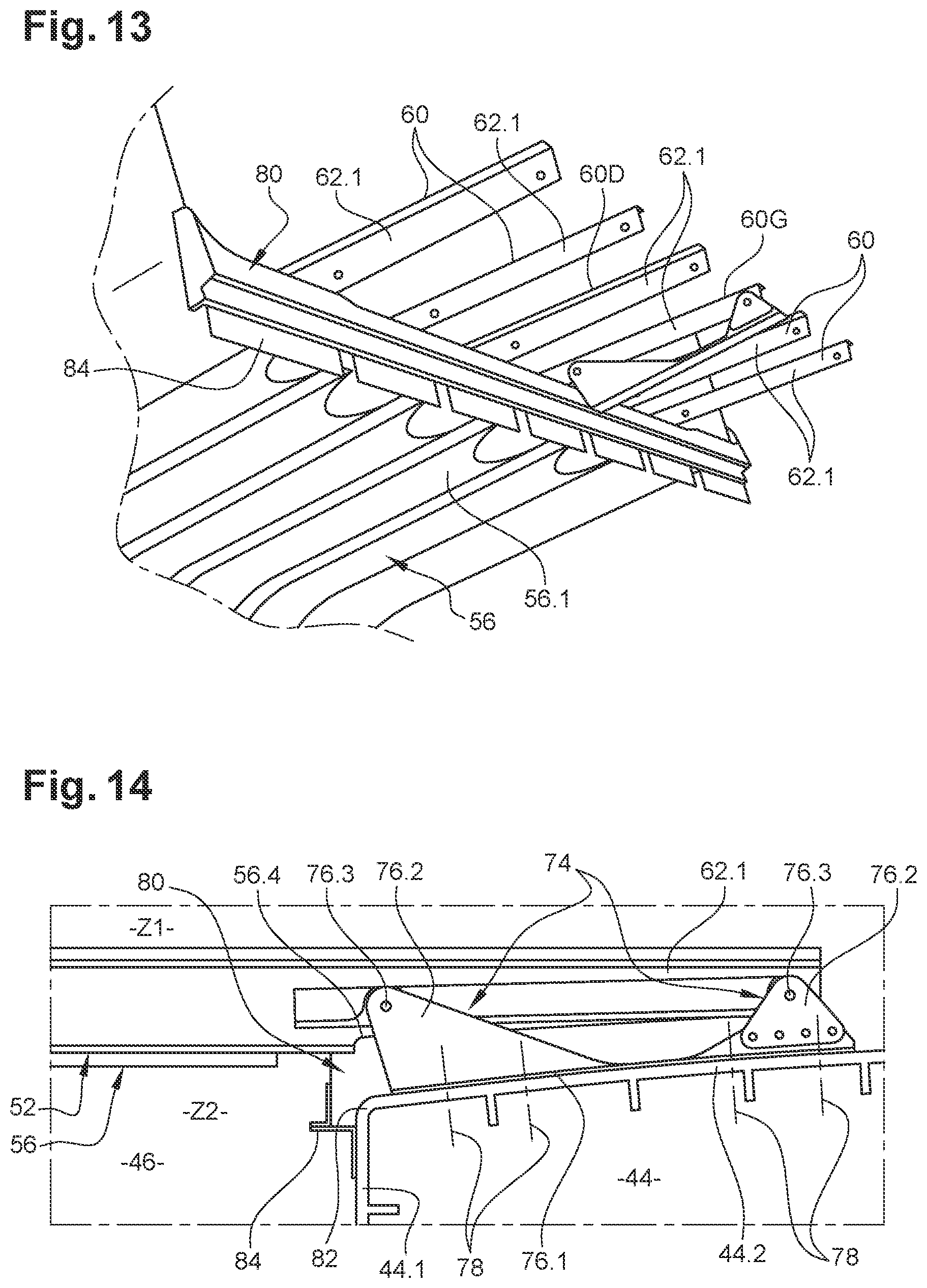 Patent US12134463 Figure 5 – Aircraft comprising a main landing gear compartment with a body which is produced in a single piece