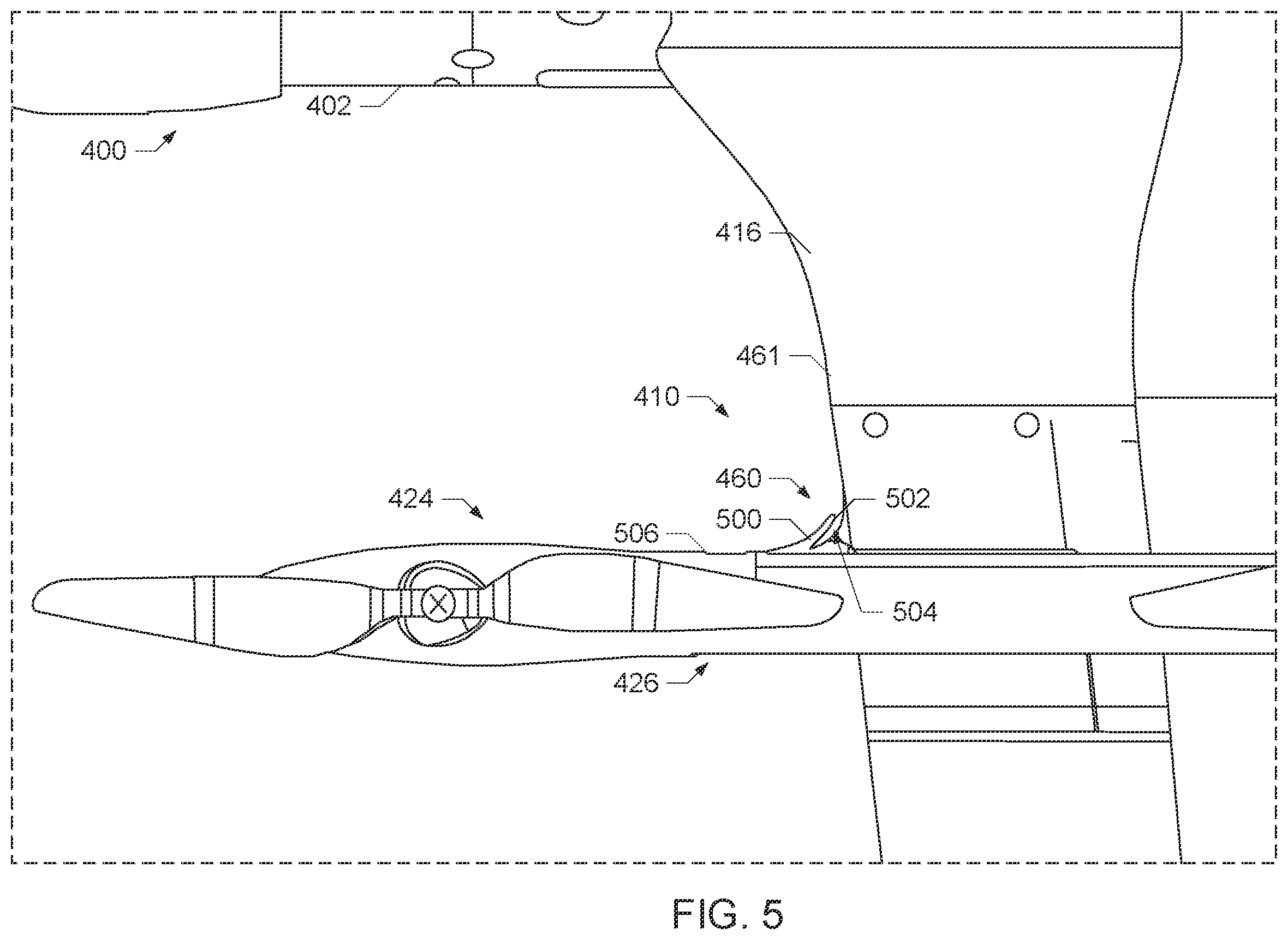 Patent US12134466 Figure 5 – Unmanned aerial vehicles including wing capture devices and related methods