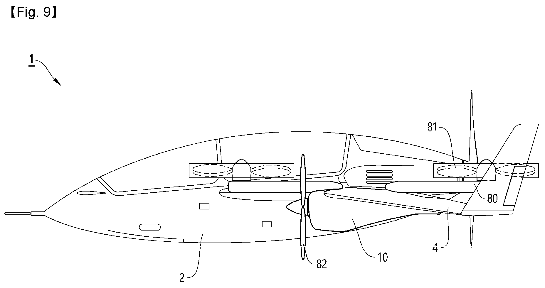 Patent US12134469 Figure 10 – Vertical take-off and landing aircraft using hybrid-electric propulsion system and the control method